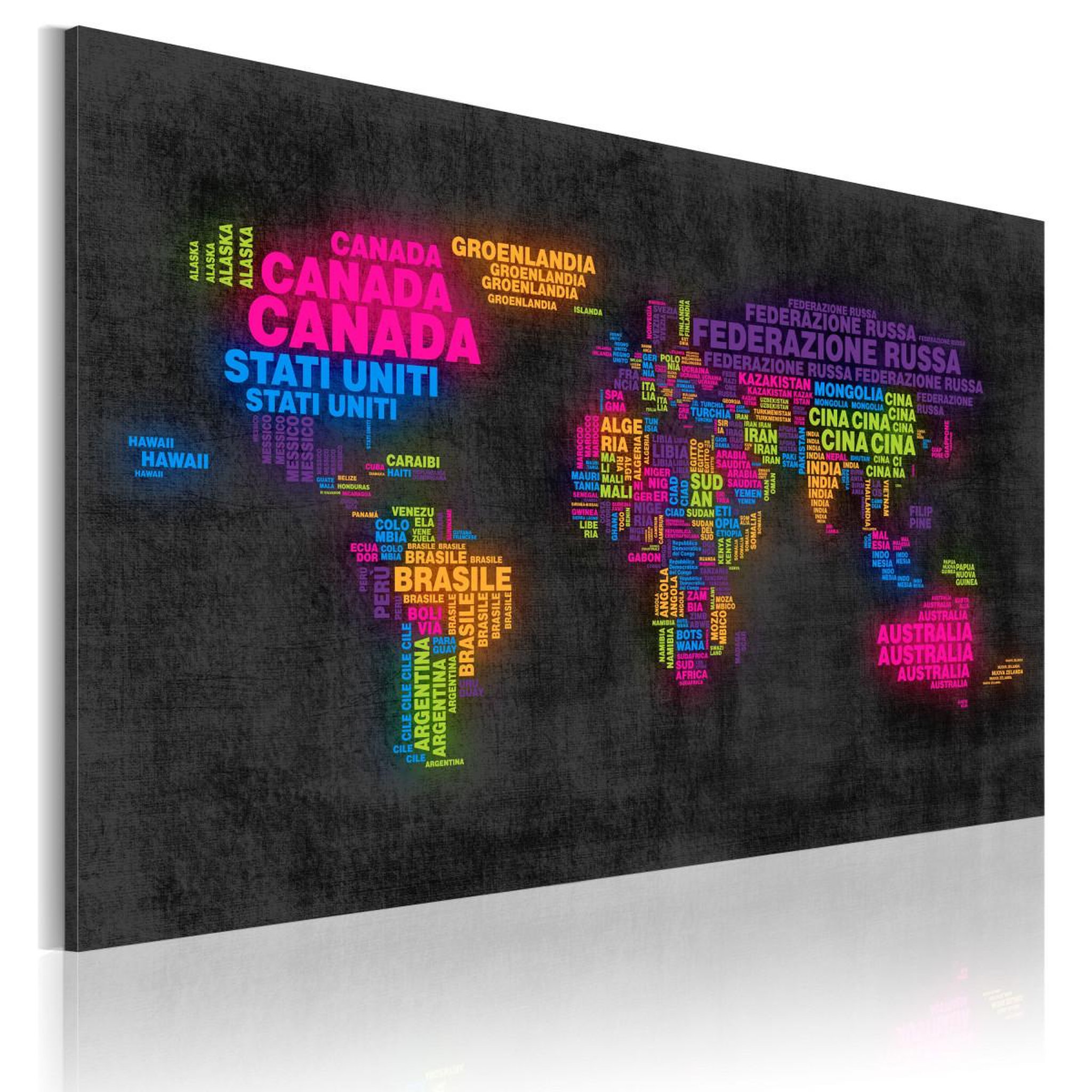 Voir la diapositive 1 : Paris Prix Tableau Imprimé  Carte du Monde en Italien II