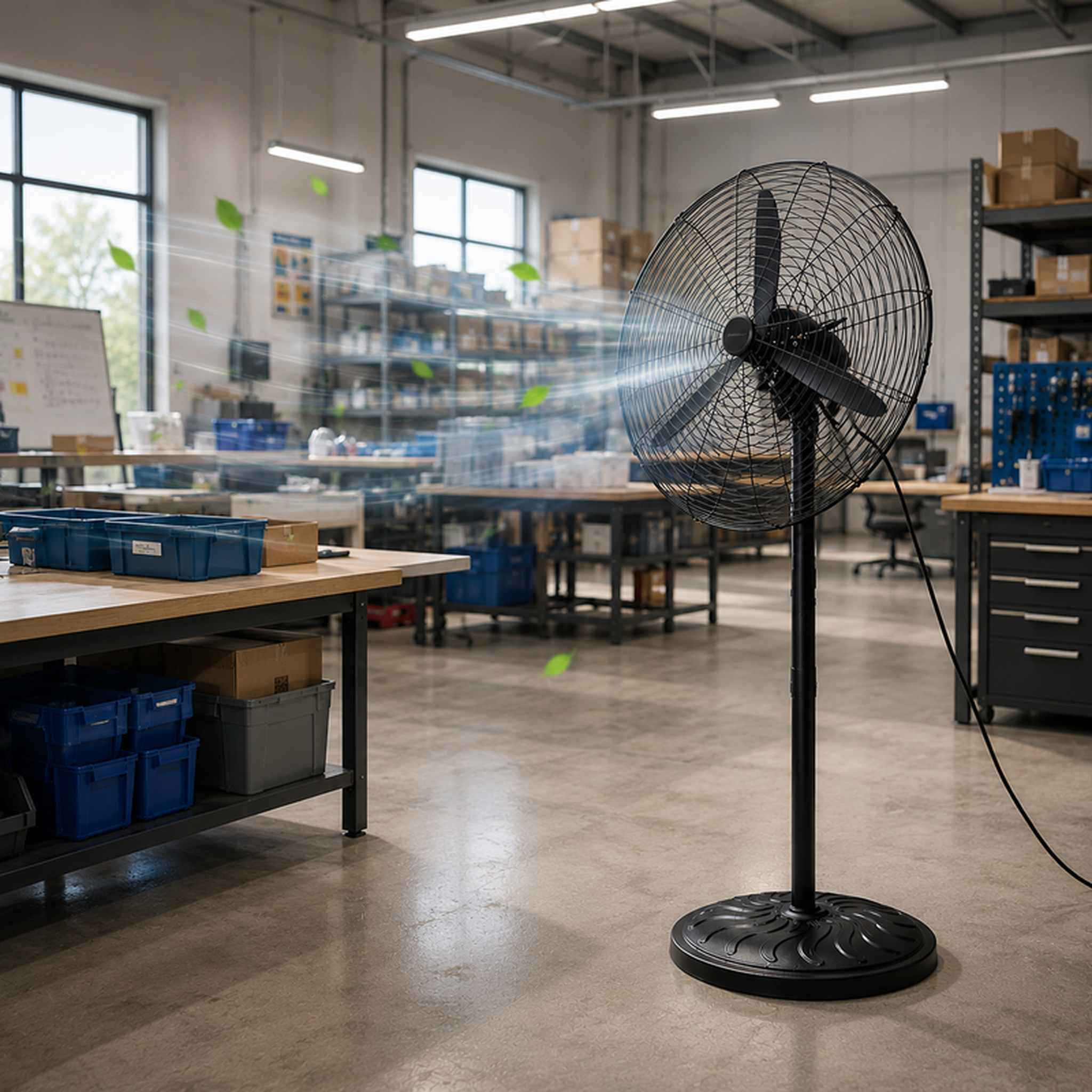 Voir la diapositive 3 : Ventilateur industriel 2-en-1 (pied & mural) – 130w