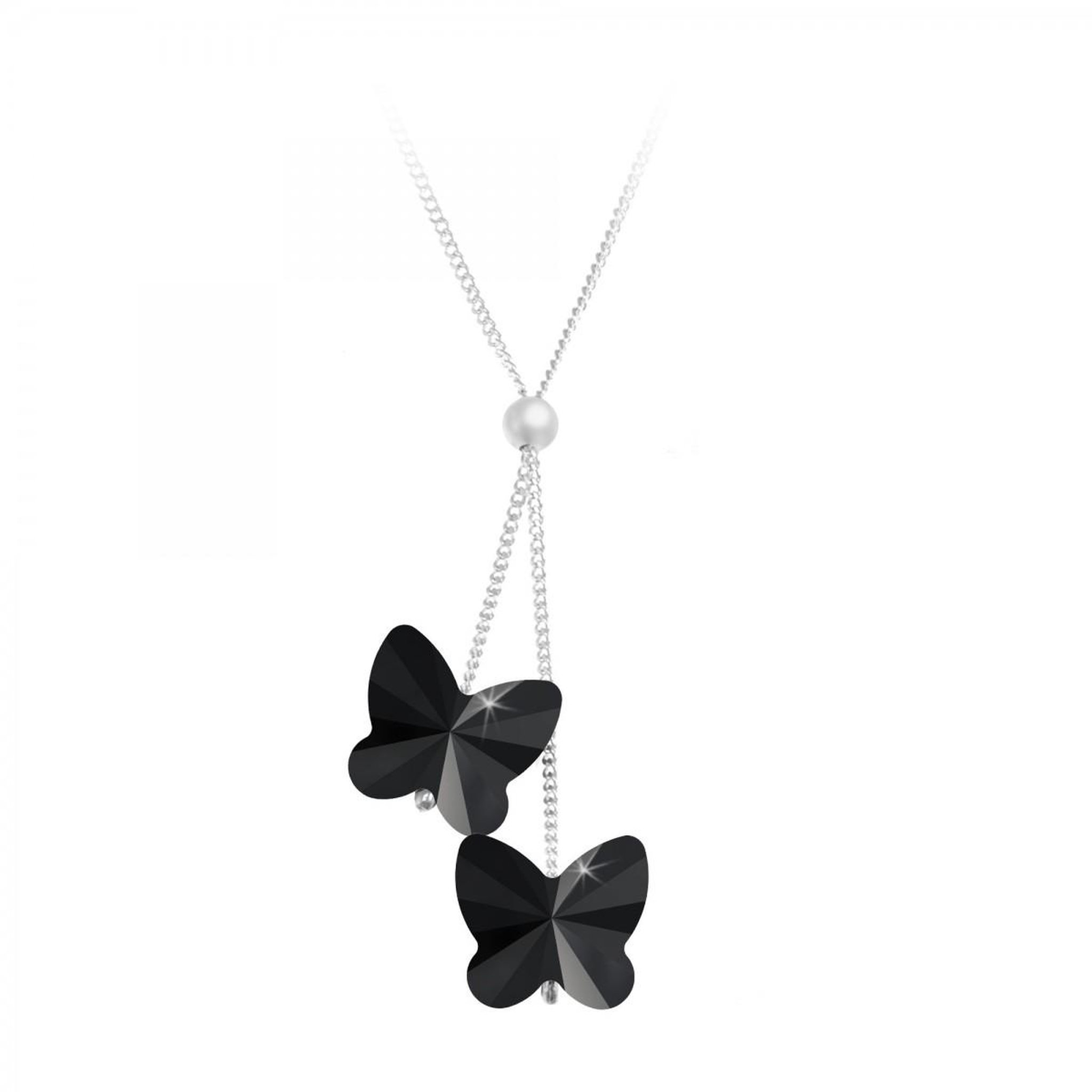 SC CRYSTAL Collier mode papillons noirs SC Crystal orné de Cristaux scintillants