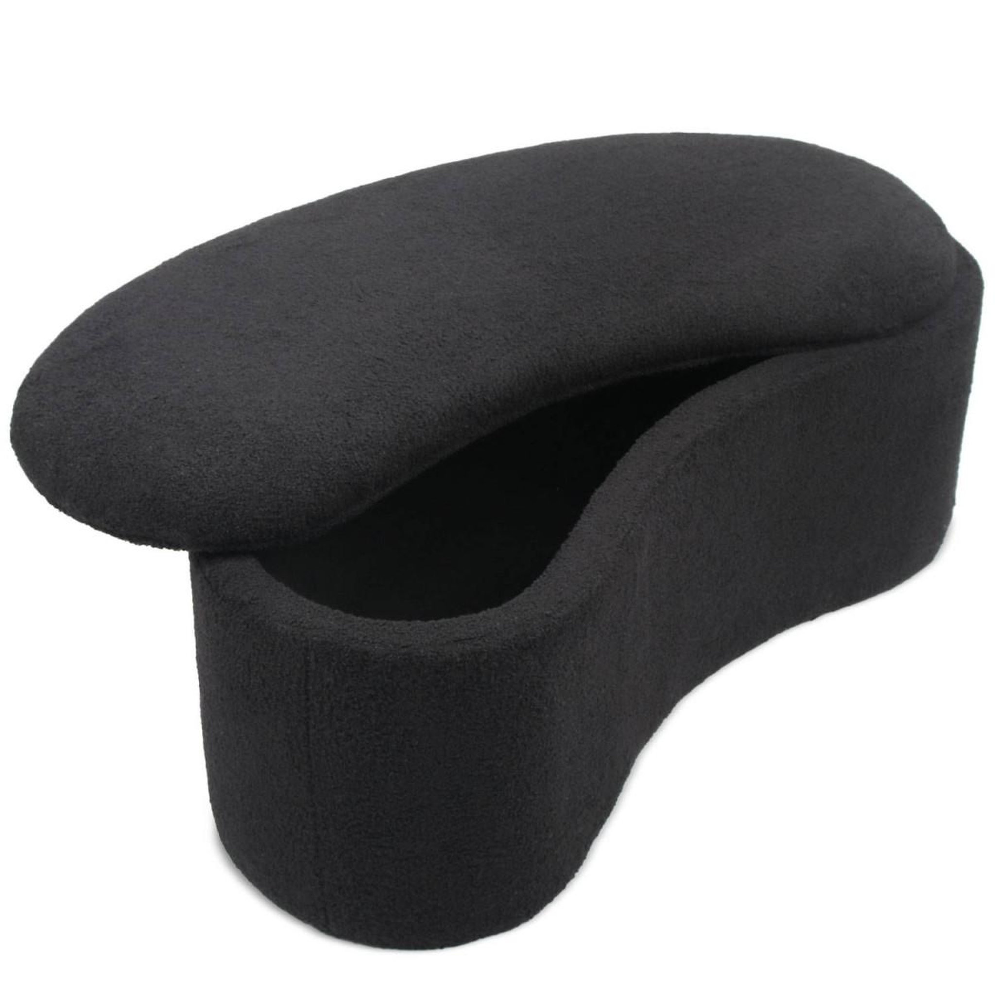 Voir la diapositive 3 : Paris Prix Banquette & Coffre Bouclette  Courbe  120cm Noir