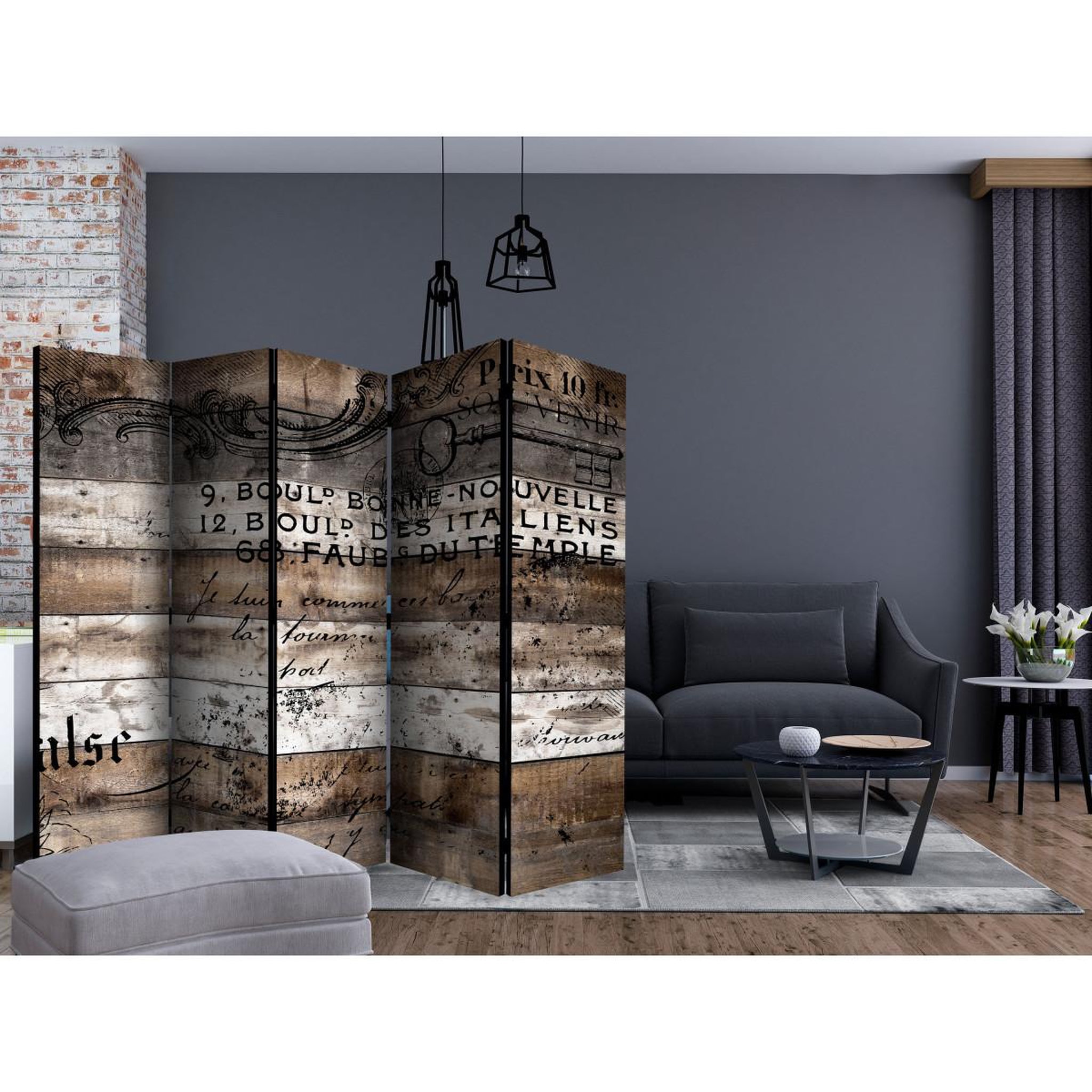 Voir la diapositive 2 : Paris Prix Paravent 5 volets  old vineyard ii  172x225cm