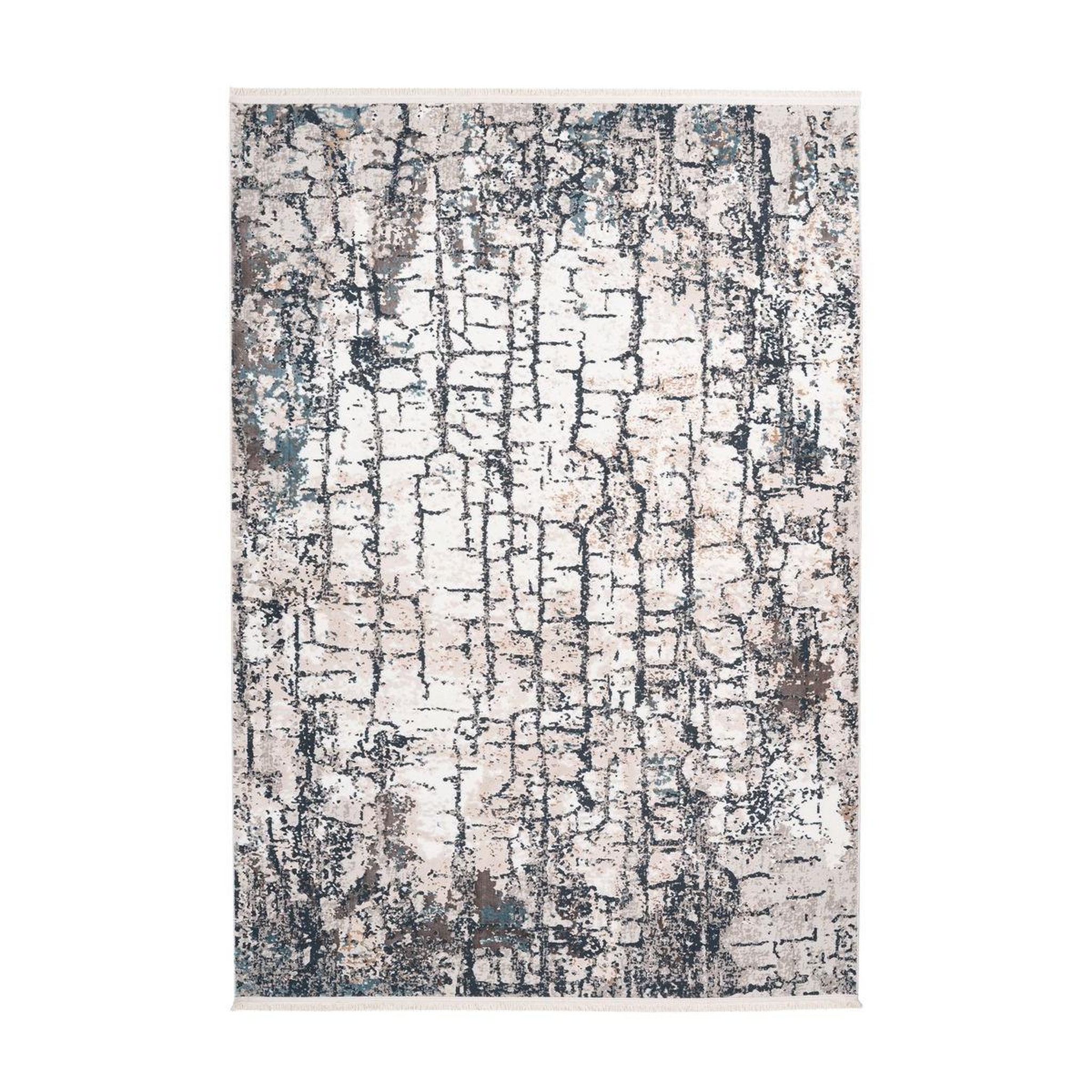 Voir la diapositive 1 : Paris Prix Tapis Vintage à Franges  Akropolis I  Gris & Bleu