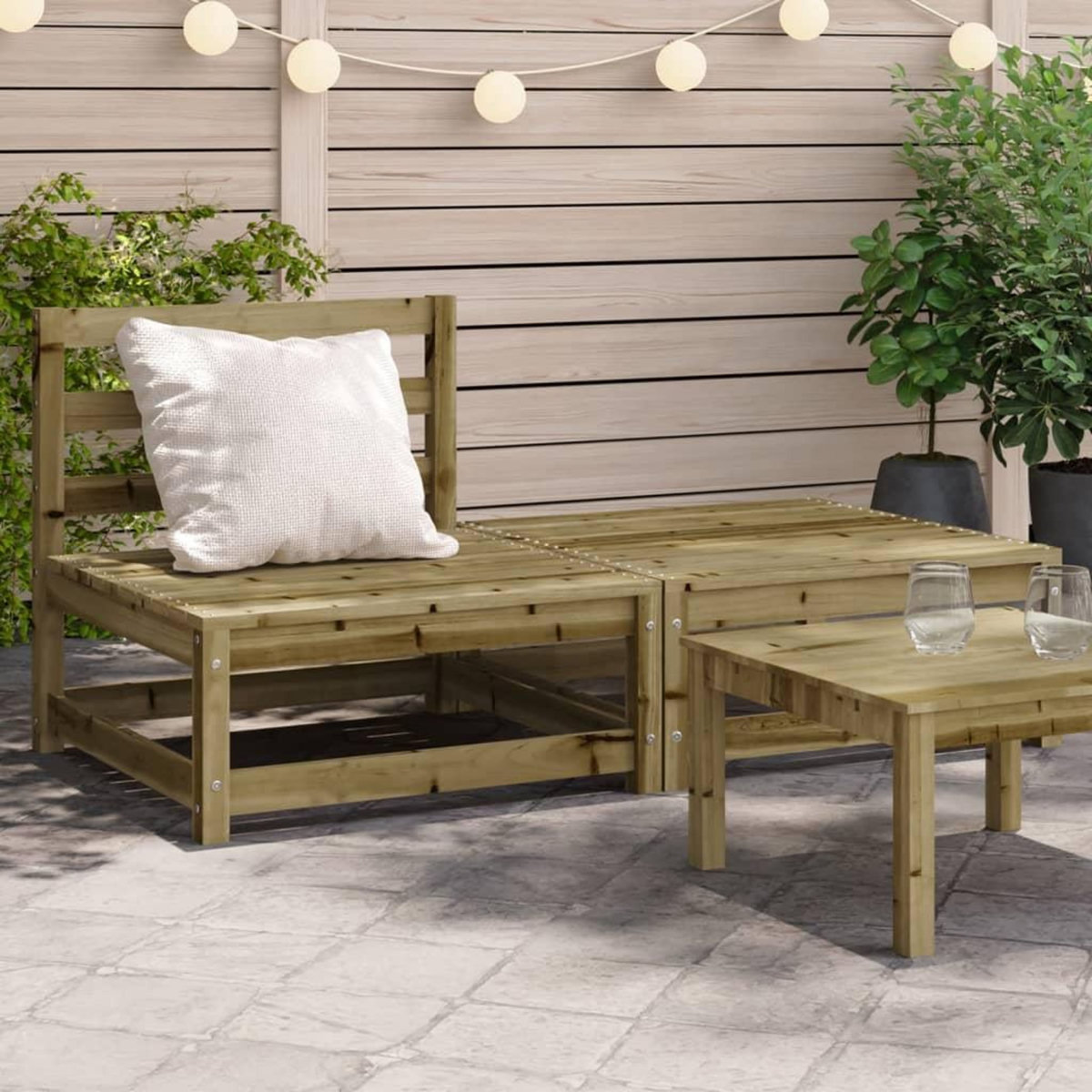 VIDAXL Canape de jardin sans accoudoirs repose-pieds bois pin impregne