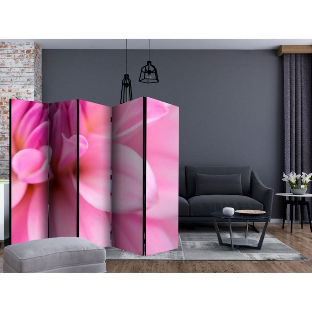 Paris Prix Paravent 5 Volets  Flower Petals Dahlia  172x225cm