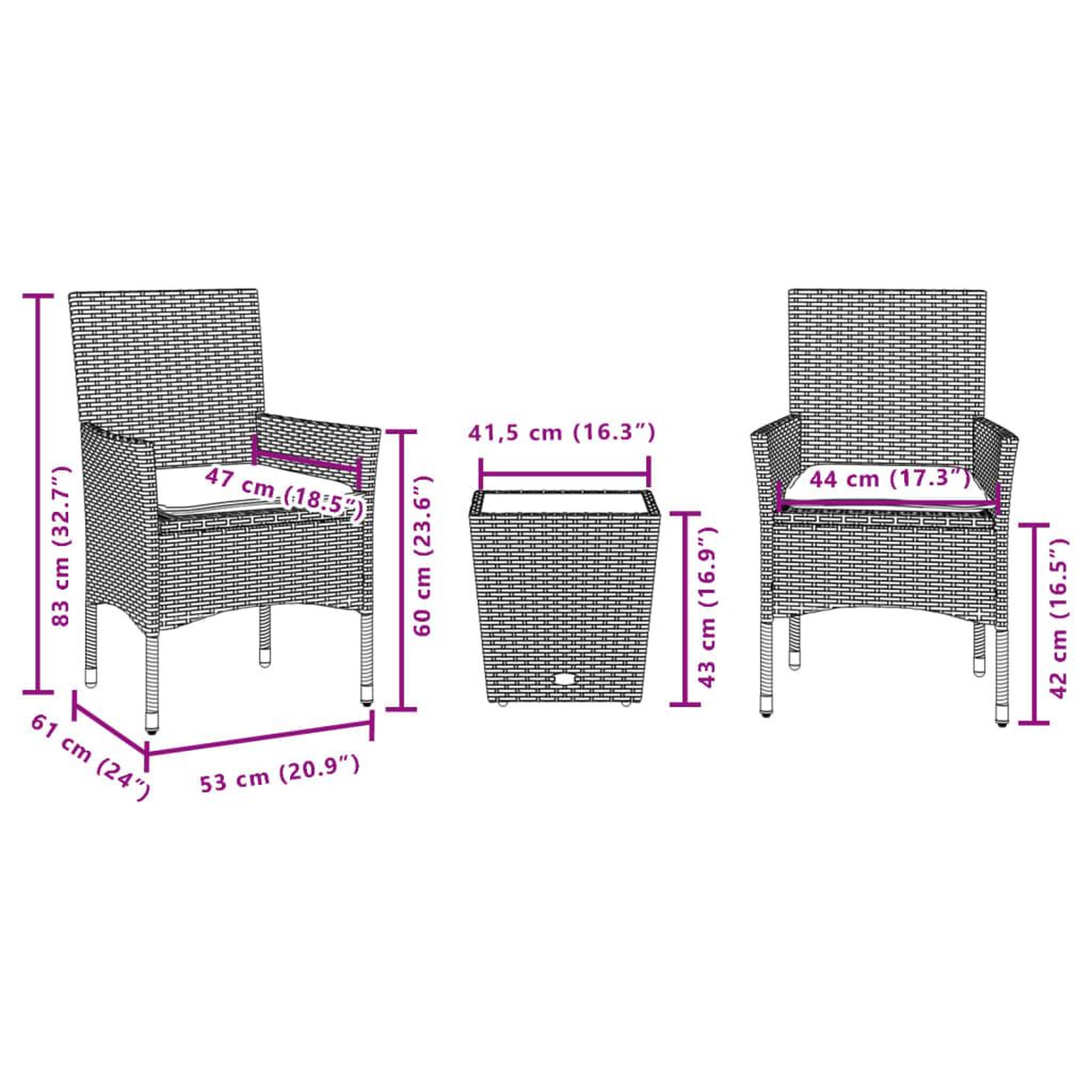 Voir la diapositive 6 : VIDAXL Ensemble de bistro avec coussins 3 pcs marron rotin et verre