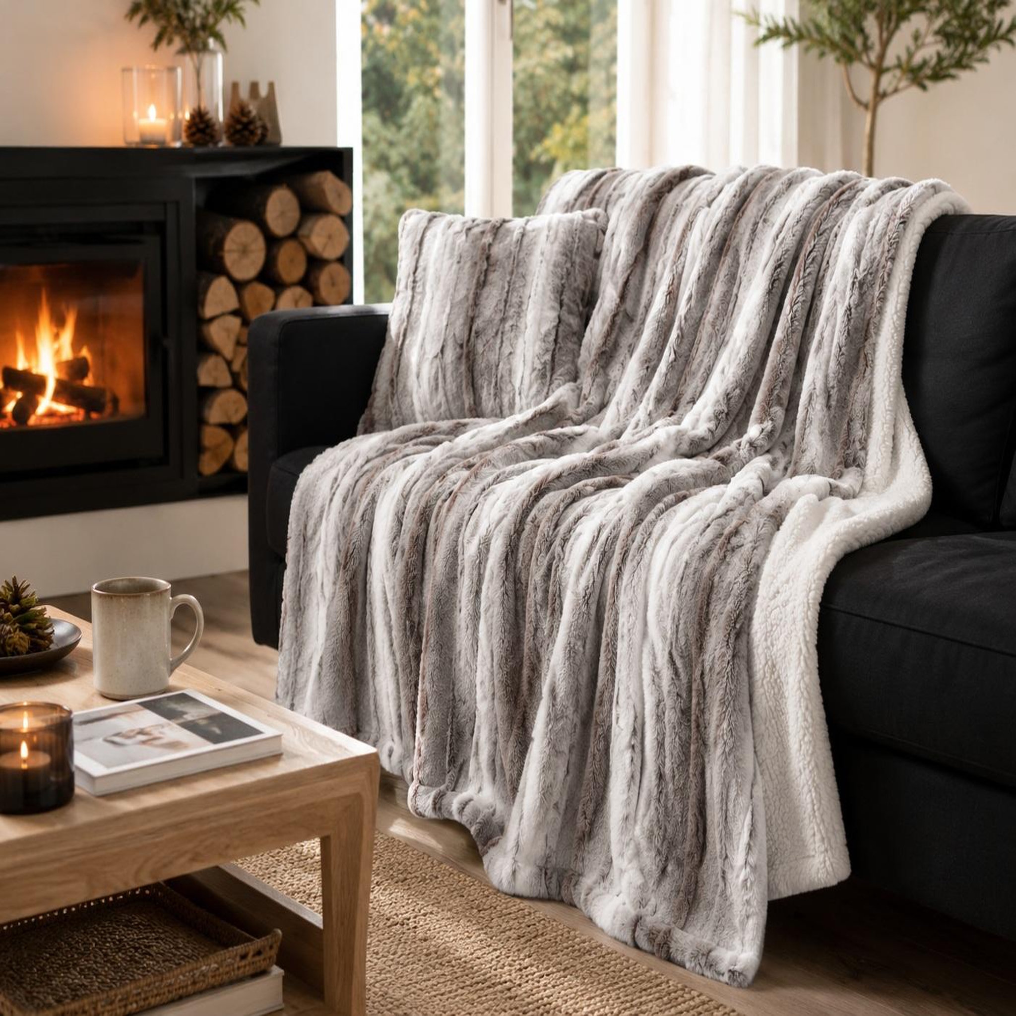 Voir la diapositive 2 : Eden Plaid sherpa sven design et moderne