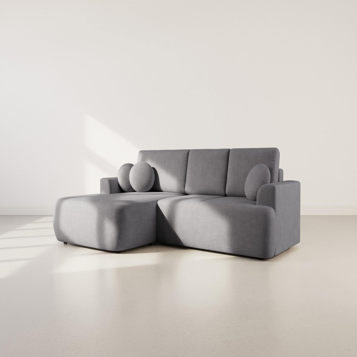 BEST MOBILIER Candela - canapé d'angle gauche 4 places - convertible avec coffre - en tissu bouclette