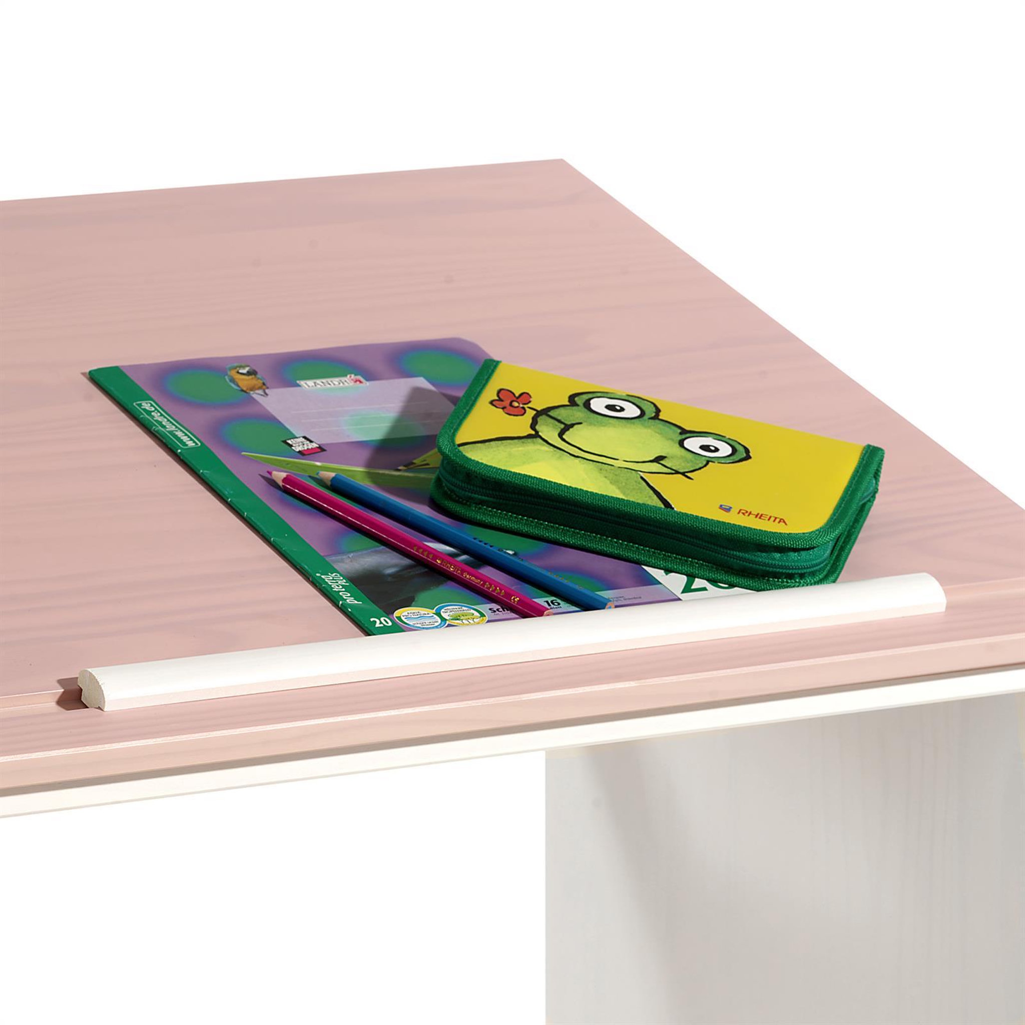 Voir la diapositive 4 : IDIMEX Bureau enfant KEVIN, en pin massif, 3 tiroirs et plateau inclinable