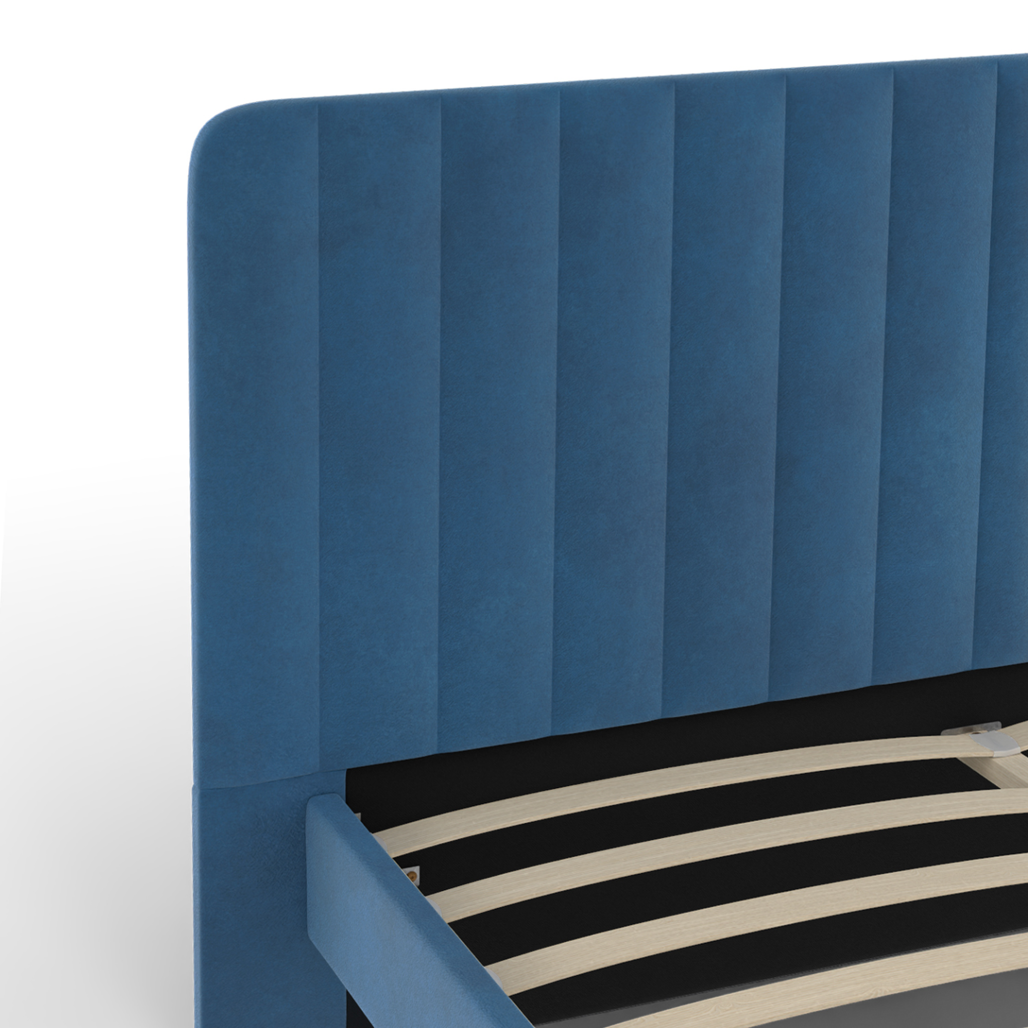 Voir la diapositive 5 : ID MARKET Lit double annie avec tête de lit et sommier 140 x 190 cm velours bleu