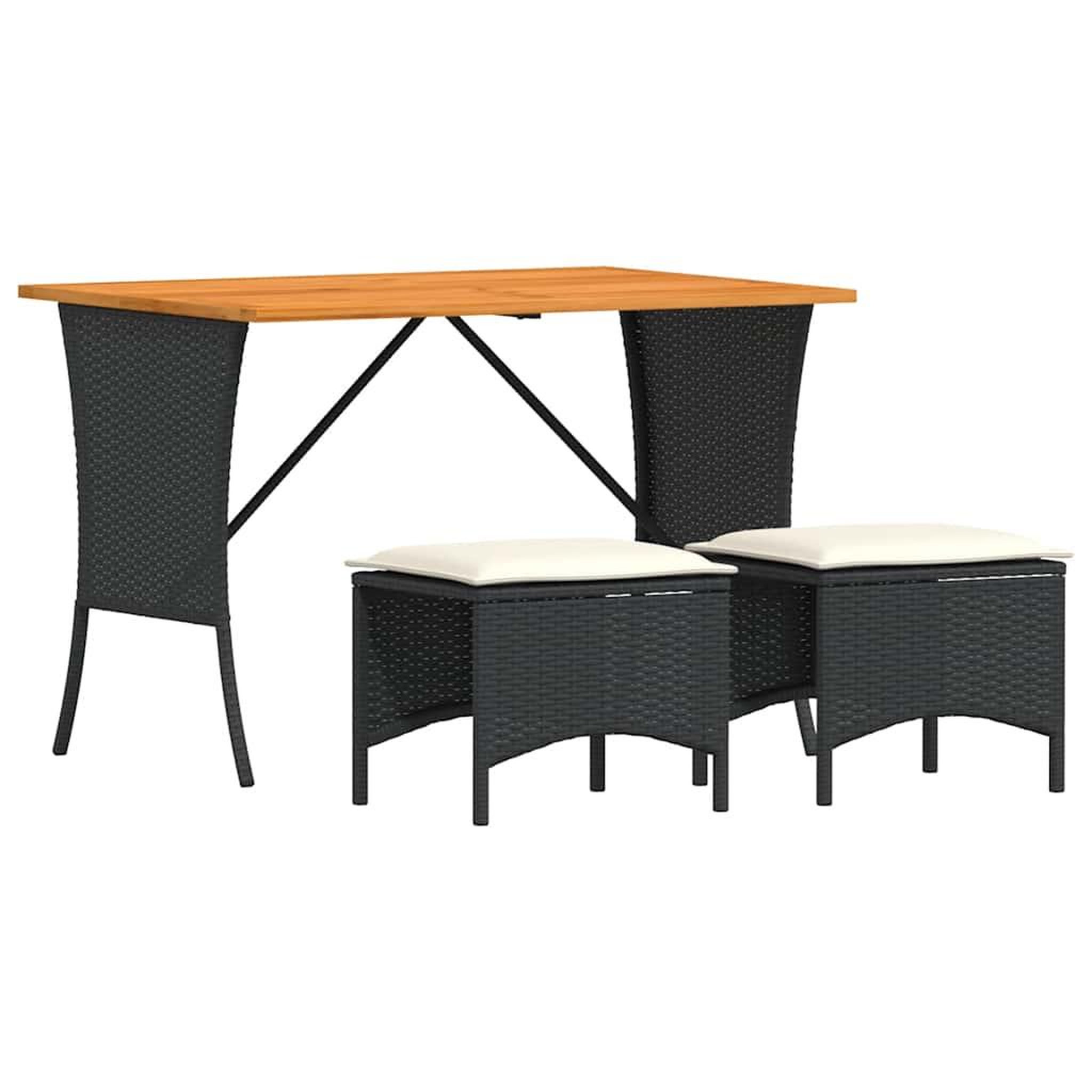 Voir la diapositive 2 : VIDAXL Ensemble a manger de jardin avec coussins 3 pcs Noir