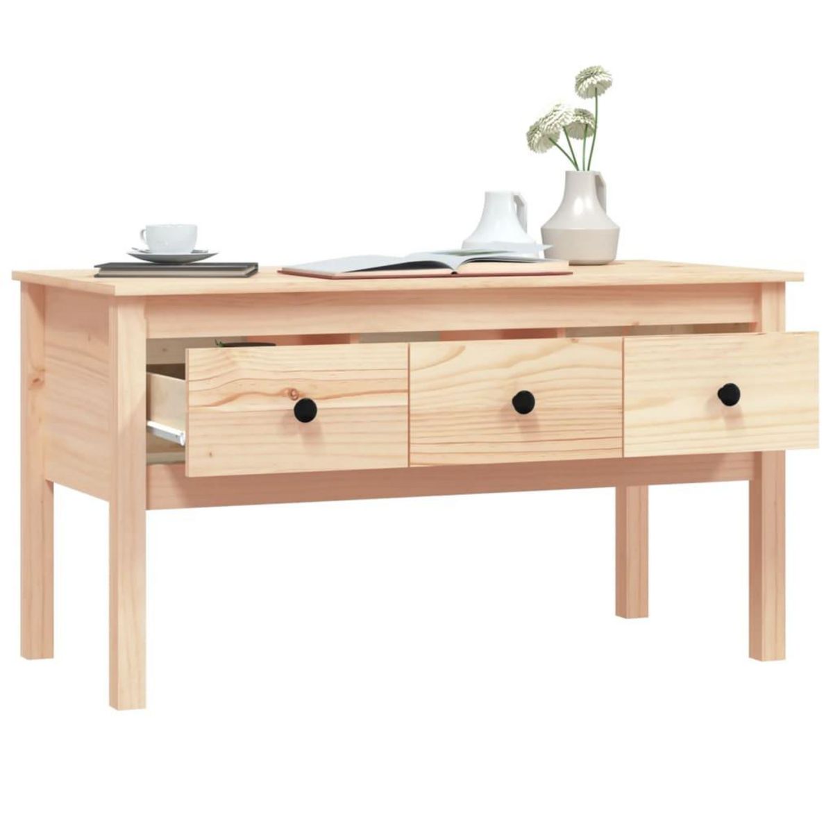 VIDAXL Table basse 102x49x55 cm Bois massif de pin