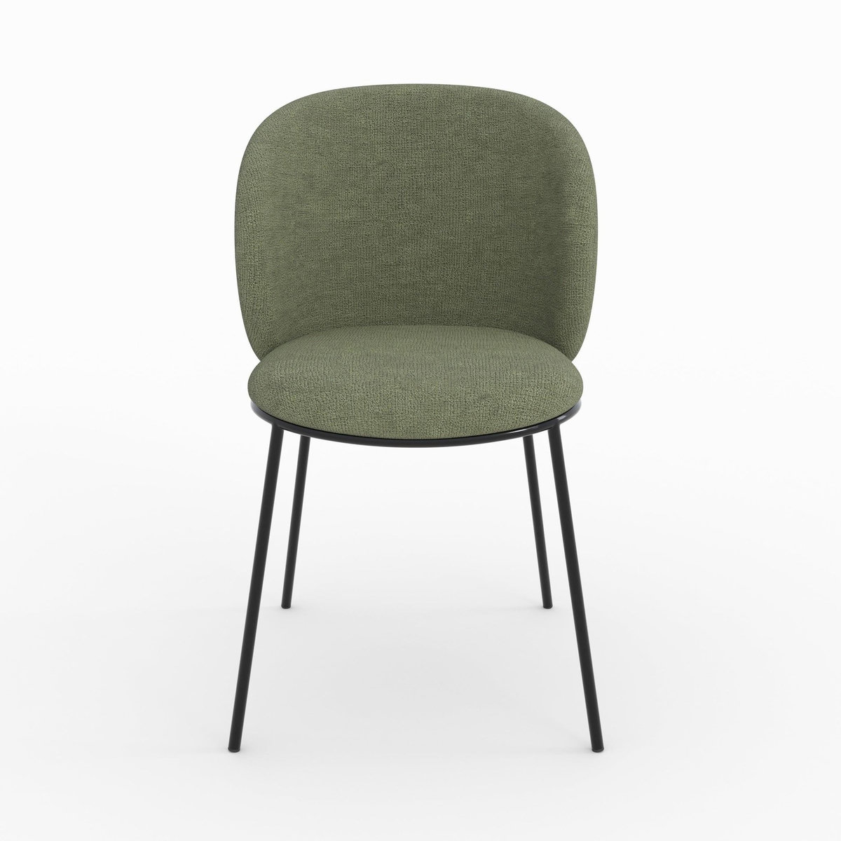 Rendez vous déco Lot de 2 chaises en tissu vert kaki, pieds métal noir-Bulle