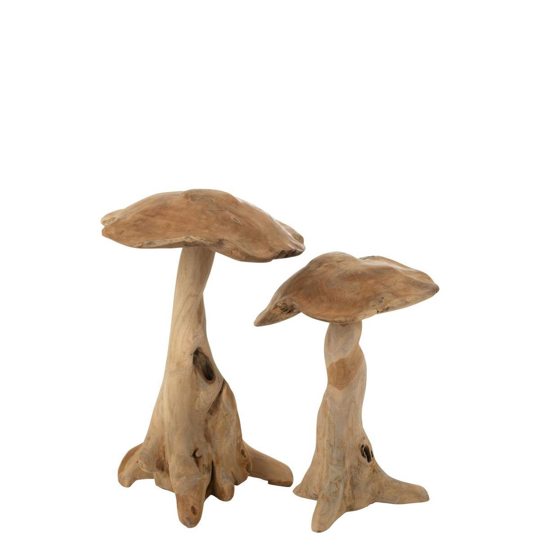 Voir la diapositive 2 : J-LINE Champignon déco en teck  kent  75cm naturel