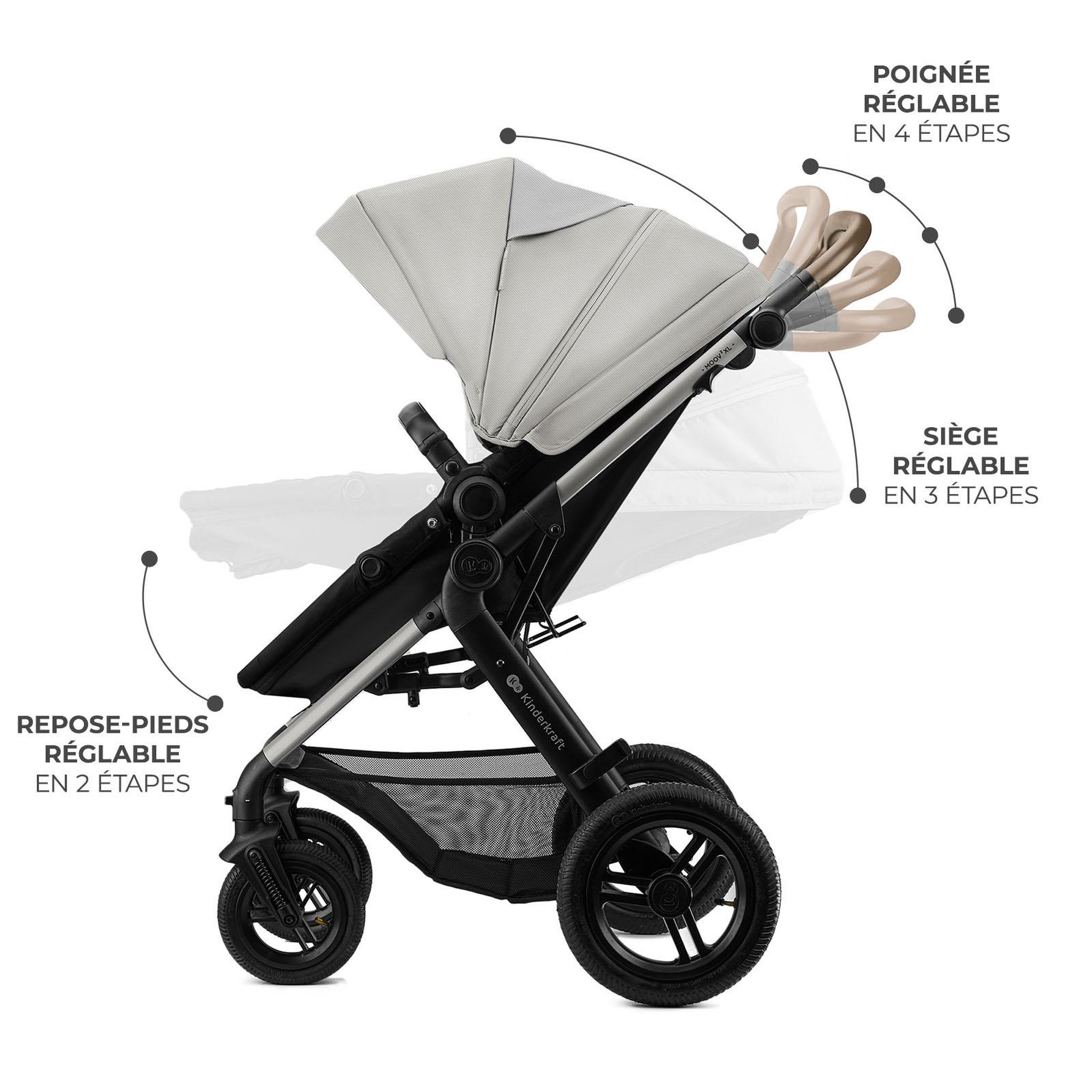 Voir la diapositive 5 : KINDERKRAFT Poussette trio moov 2 pratique et confortable