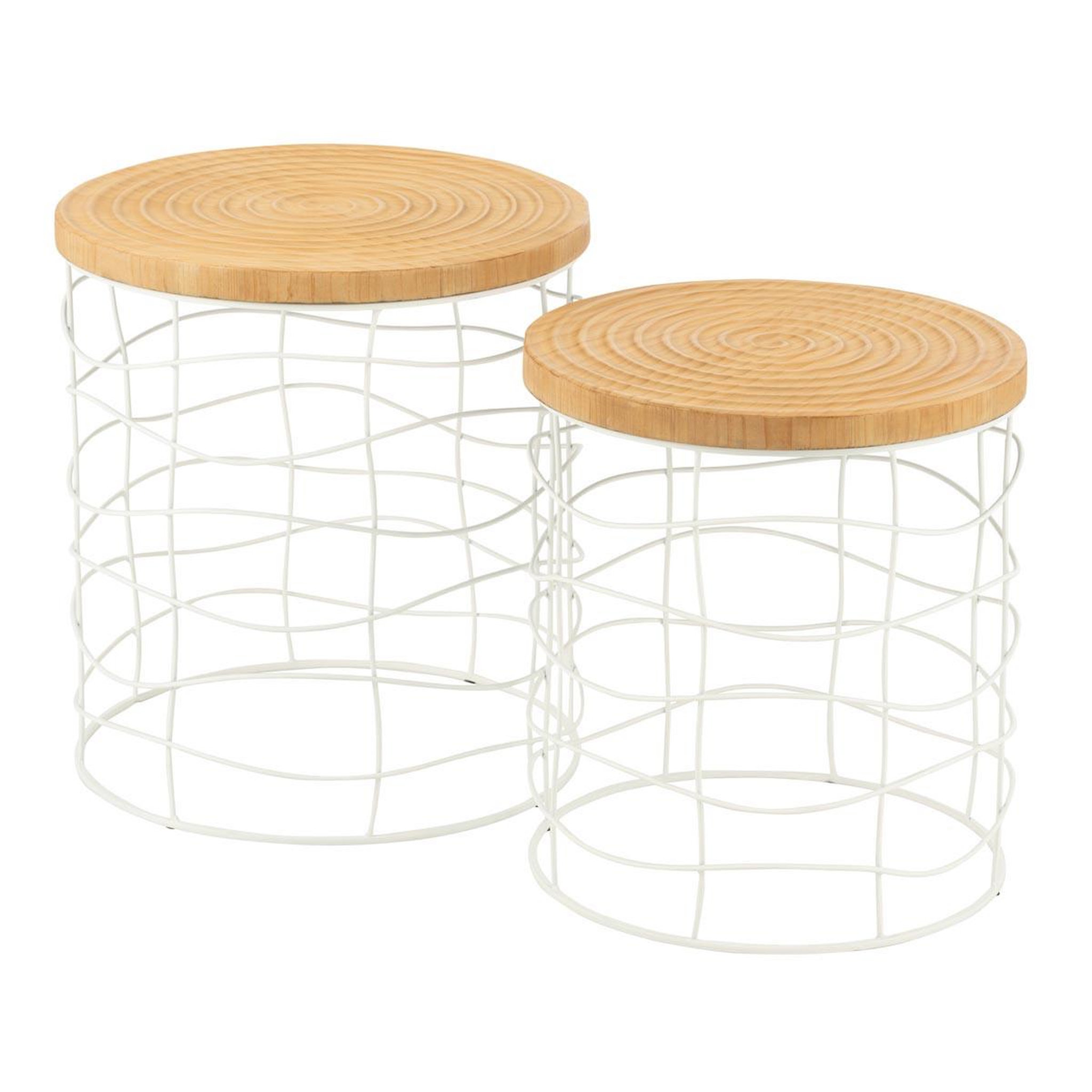 J-LINE Lot de 2 tables d'appoint gigognes  brittney  50cm naturel