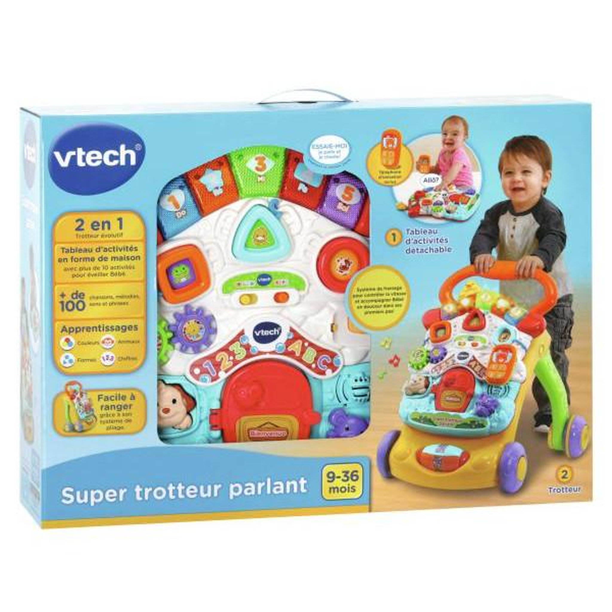 Voir la diapositive 6 : VTECH Porteur Trotteur VTECH - Super  Parlant 2 en 1 - Multicolore