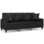 Voir la diapositive 2 : VIDAXL Canape 3 places avec oreillers decoratifs noir 180cm similicuir