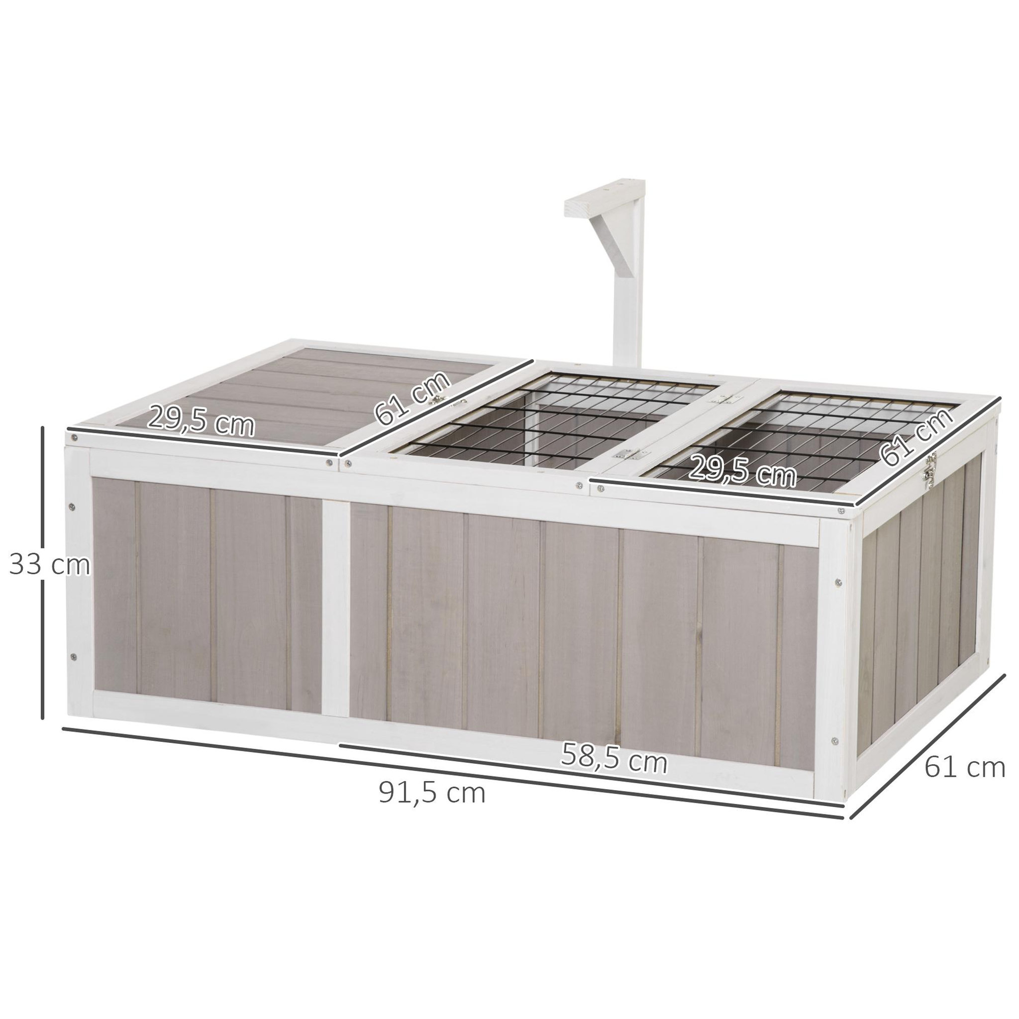 Voir la diapositive 3 : PAWHUT Enclos pour tortue - parc pour tortue - maison pour tortue terrestre - enclos extérieur avec grillage - bois sapin gris blanc
