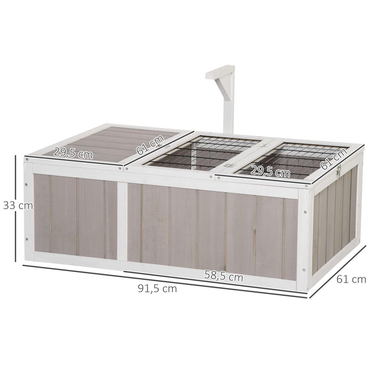 PAWHUT Enclos pour tortue - parc pour tortue - maison pour tortue terrestre - enclos extérieur avec grillage - bois sapin gris blanc