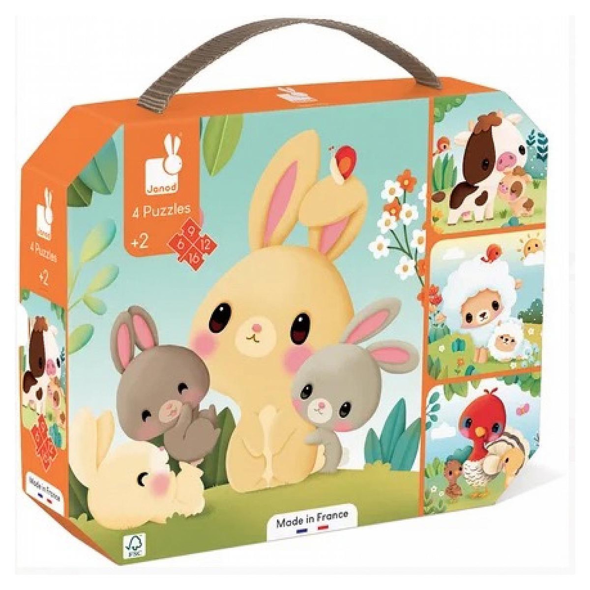 JANOD 4 Puzzles evolutifs Animaux de la ferme