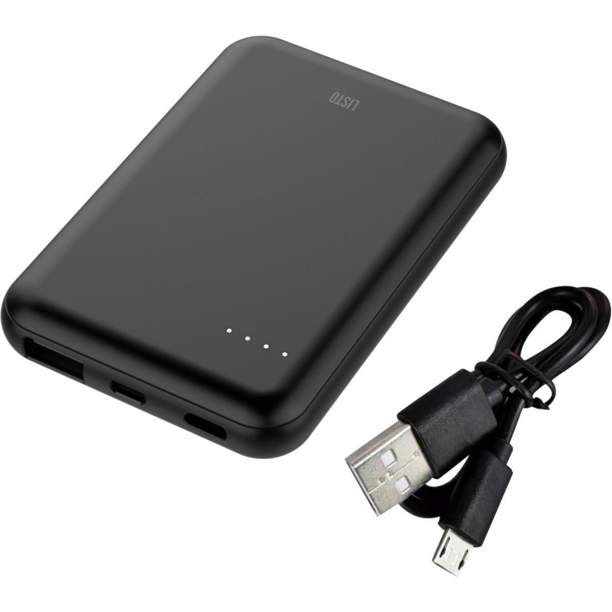 Listo Batterie externe 5000 mAh USB C noir