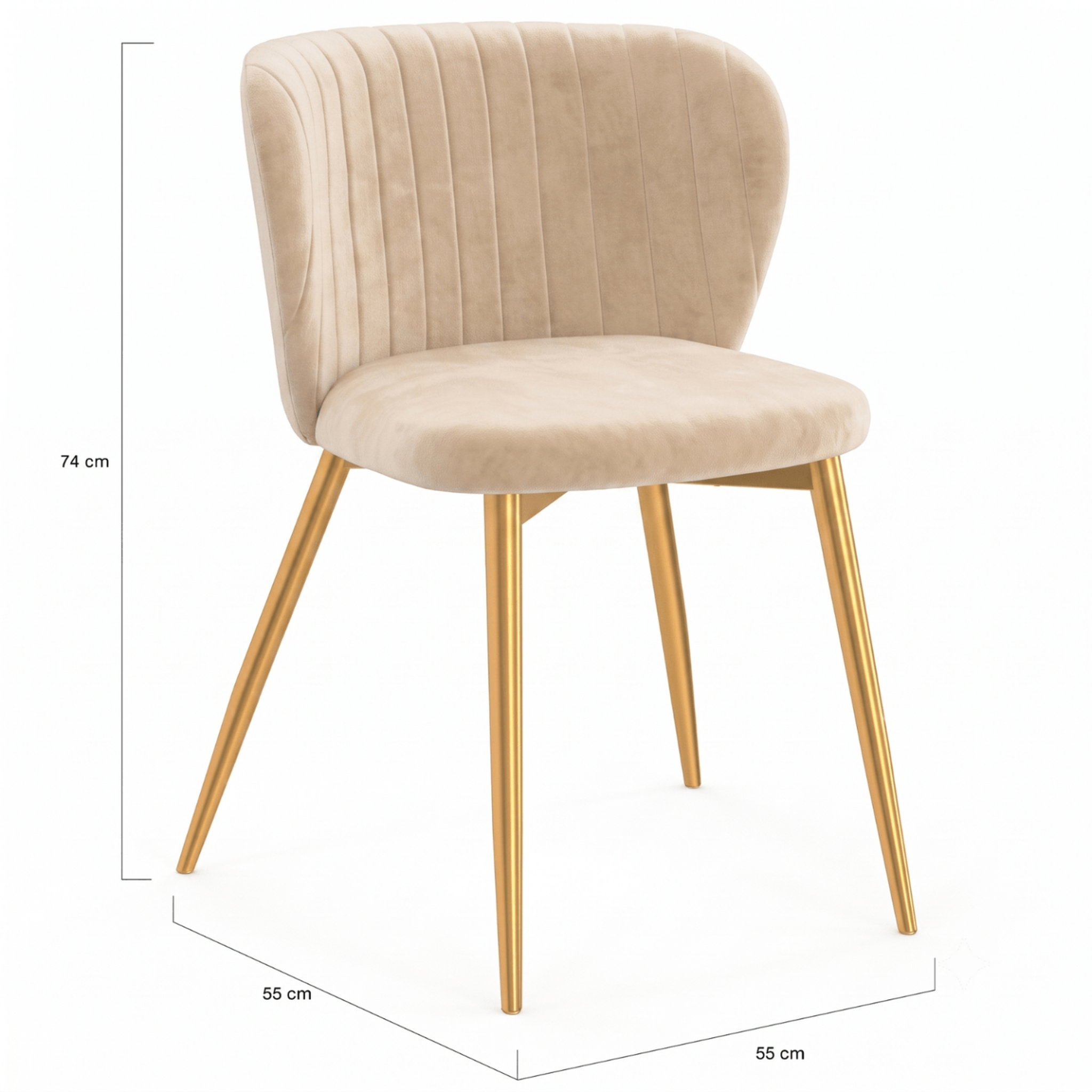 Voir la diapositive 6 : ID MARKET Lot de 6 chaises kasia en velours beige pieds dorés