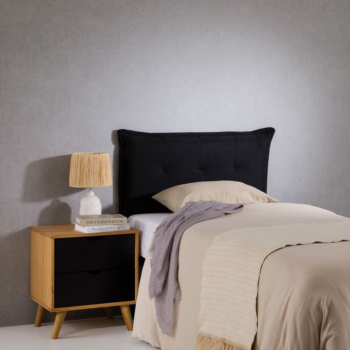 IDIMEX Tête de lit JALEYA 90 capitonnée sur pieds, en tissu