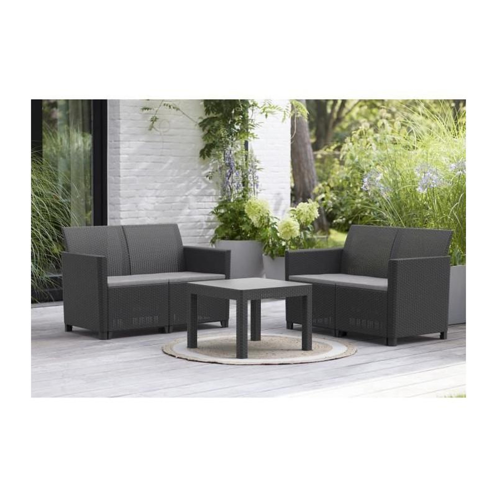 Voir la diapositive 3 : Keter Salon de jardin modulable en résine imitation rotin tressé - Noir - KETER - 4 personnes - MARIE