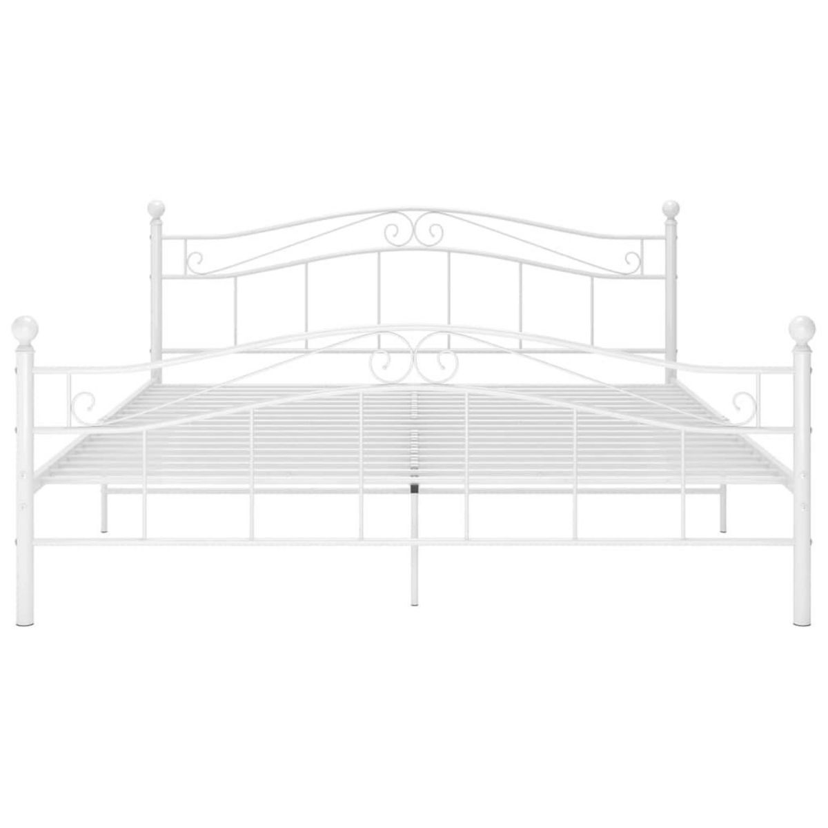 VIDAXL Cadre de lit sans matelas blanc metal 160x200 cm