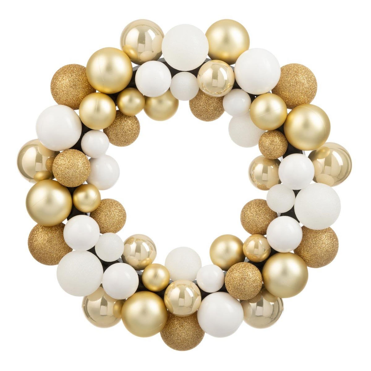 Paris Prix Couronne Boules de Noël  Night  35cm Blanc & Doré
