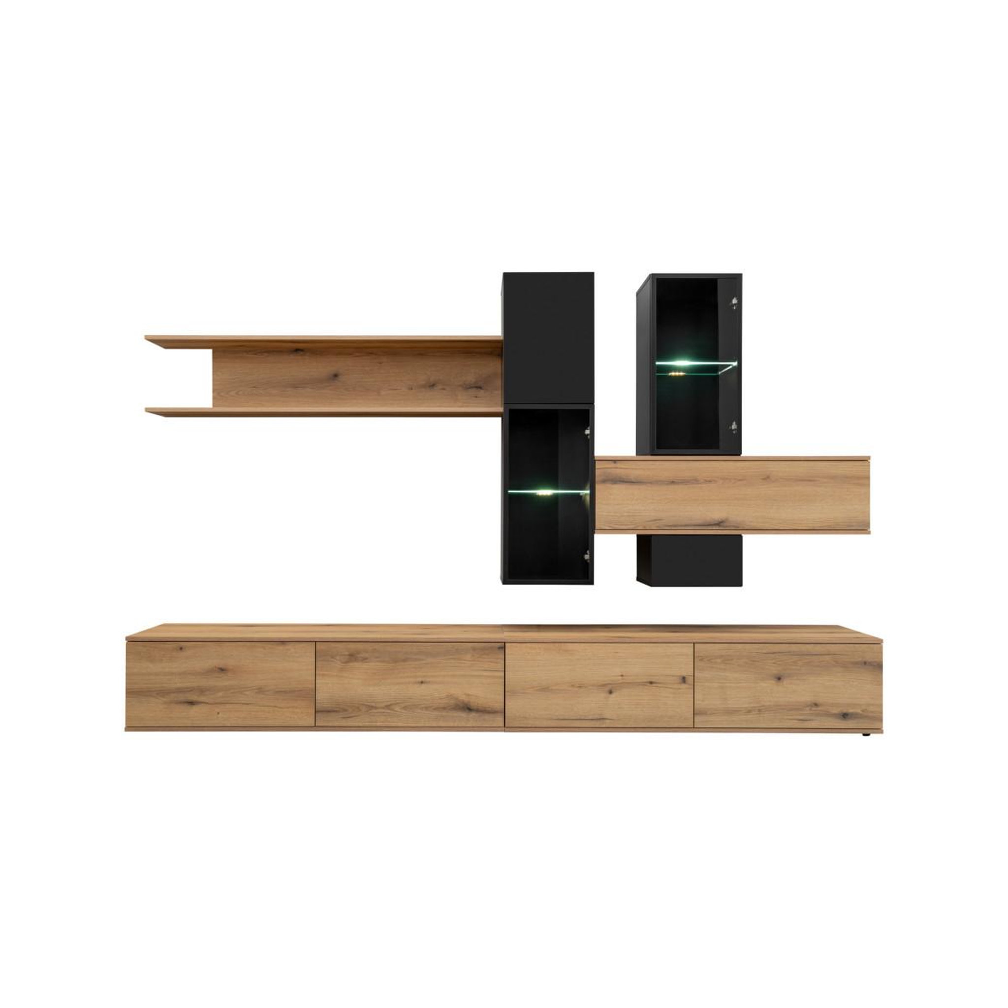 Voir la diapositive 2 : Paris Prix Ensemble meuble tv design  cruz  280cm noir & naturel