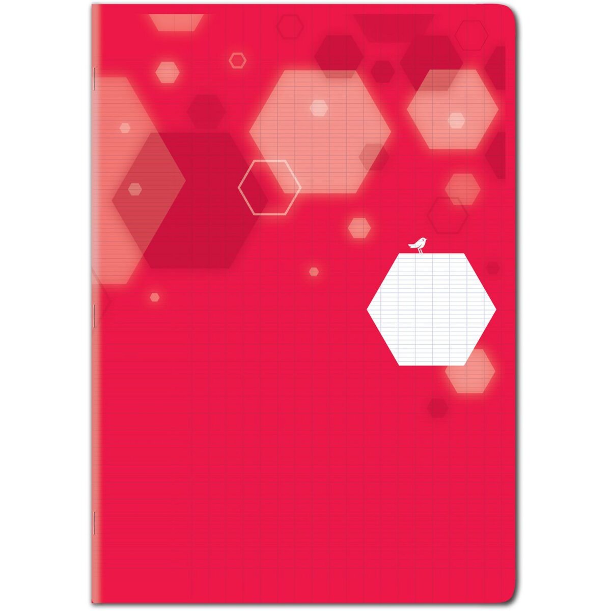 AUCHAN Cahier piqué polypro 17x22cm 140 pages grands carreaux Seyes rouge motif hexagonal