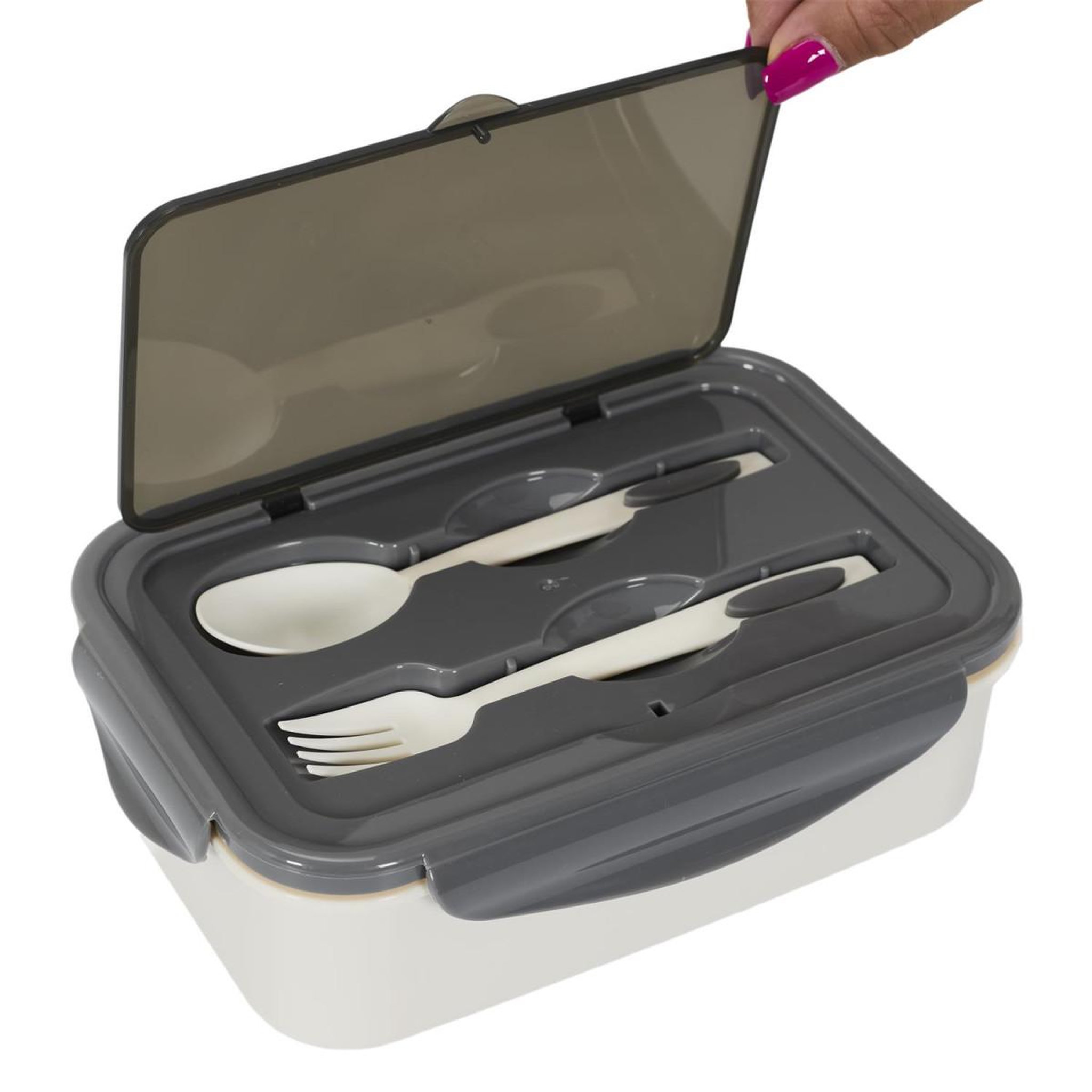 Voir la diapositive 6 : COOK CONCEPT Lunch Box Avec Couverts  Unicolore  20cm Gris