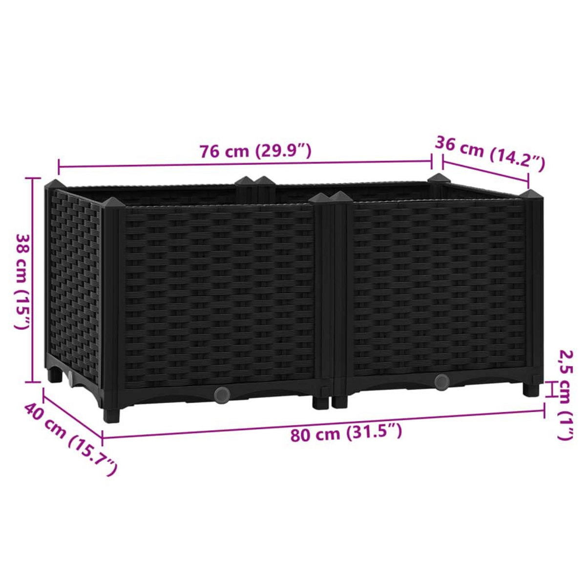 VIDAXL Lit sureleve 80x40x38 cm Polypropylene