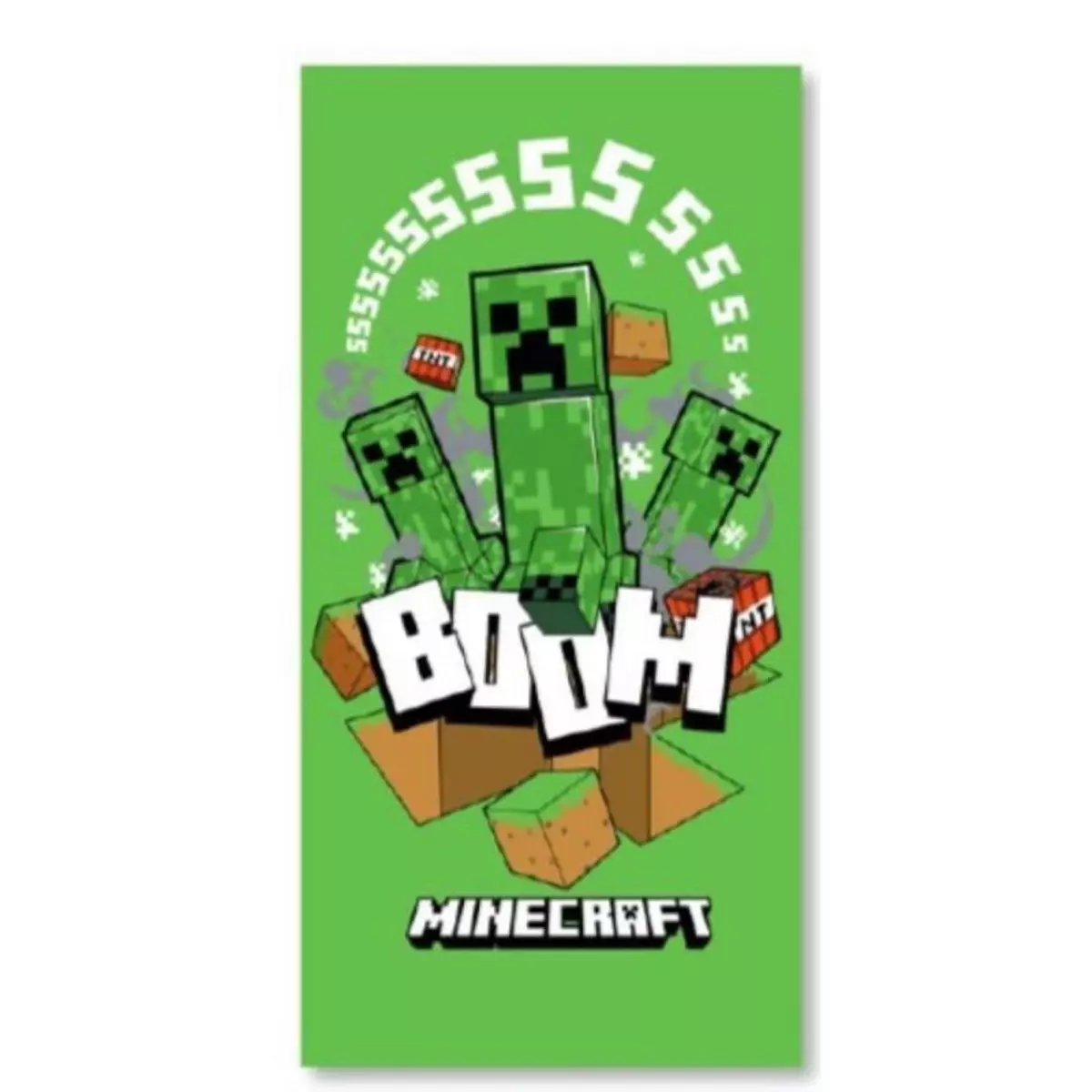 MINECRAFT Gamer Déco - Serviette de Bain Enfant Verte Minecraft - Drap de plage 70x140 cm