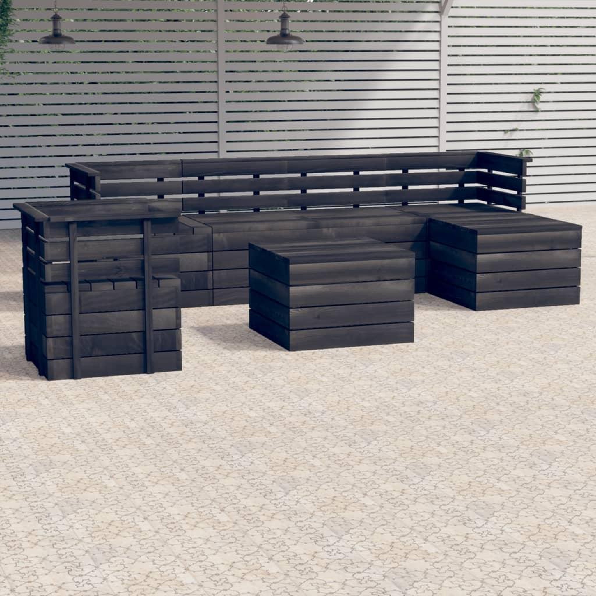 Voir la diapositive 1 : VIDAXL Salon palette de jardin 7 pcs Bois de pin massif Gris fonce