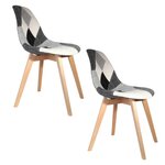 The Home Deco Factory 2 Chaises design scandinave Patchwork. Coloris disponibles : Gris