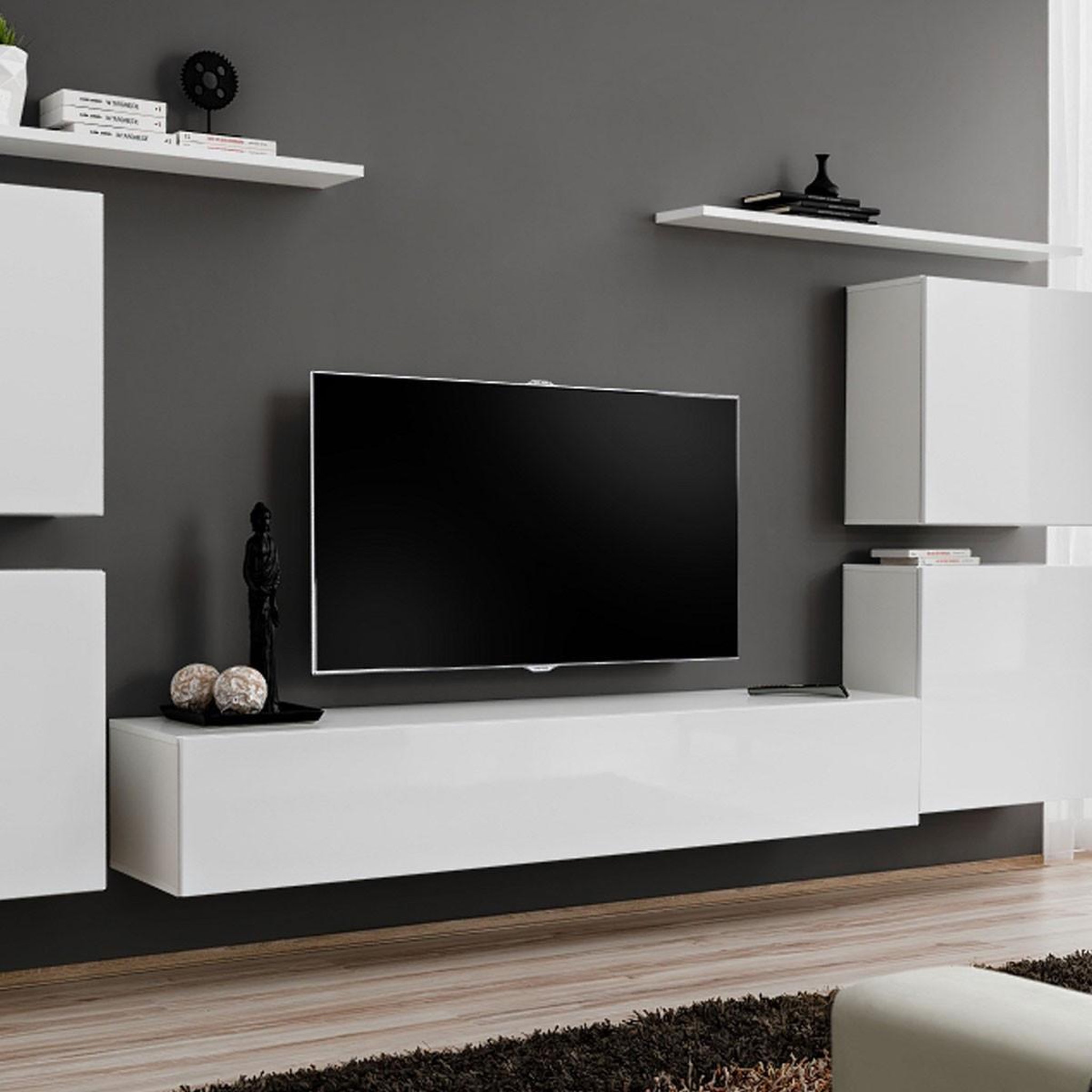Voir la diapositive 3 : Paris Prix Meuble tv mural design  switch iv  320cm blanc