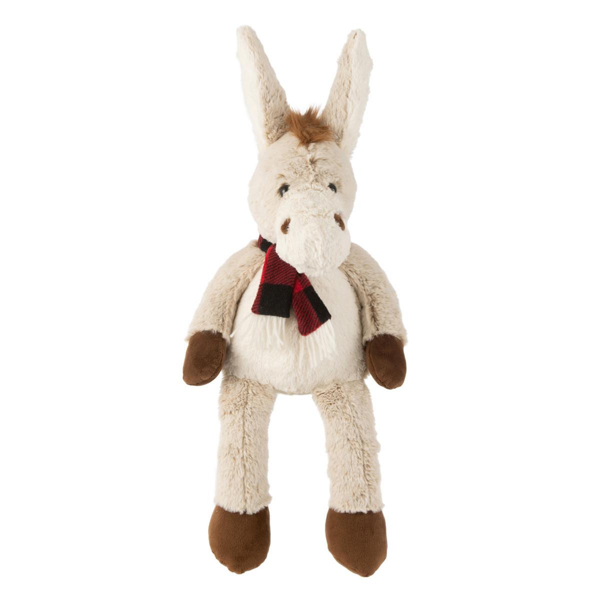 J-LINE Peluche âne  écharpe  28cm beige