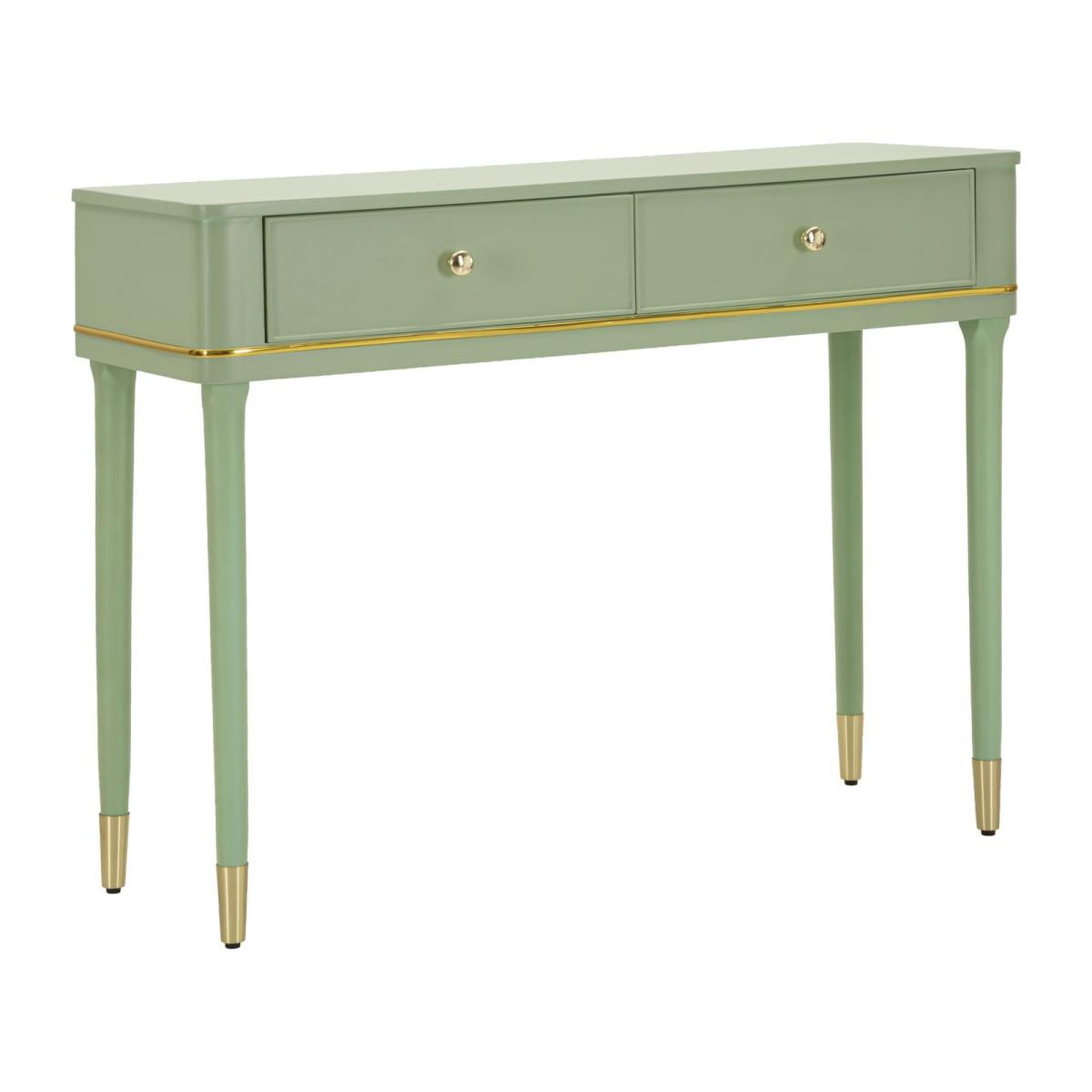 Paris Prix Console 2 tiroirs  camille  101cm vert & or