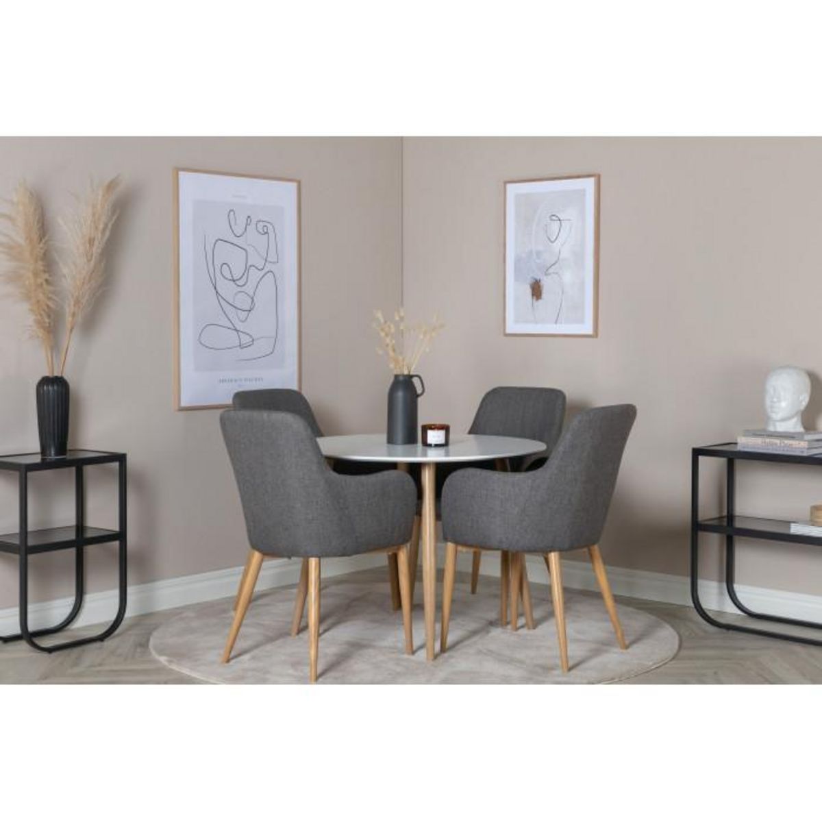 Paris Prix Table à Manger Ronde  Plaza  100cm Blanc & Naturel