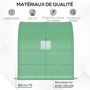 Voir la diapositive 5 : OUTSUNNY Serre de jardin adossée serre adossée dim. 2L x 1l x 2,13H m 4 étagères 2 portes zippées 1 fenêtre acier PE haute densité vert
