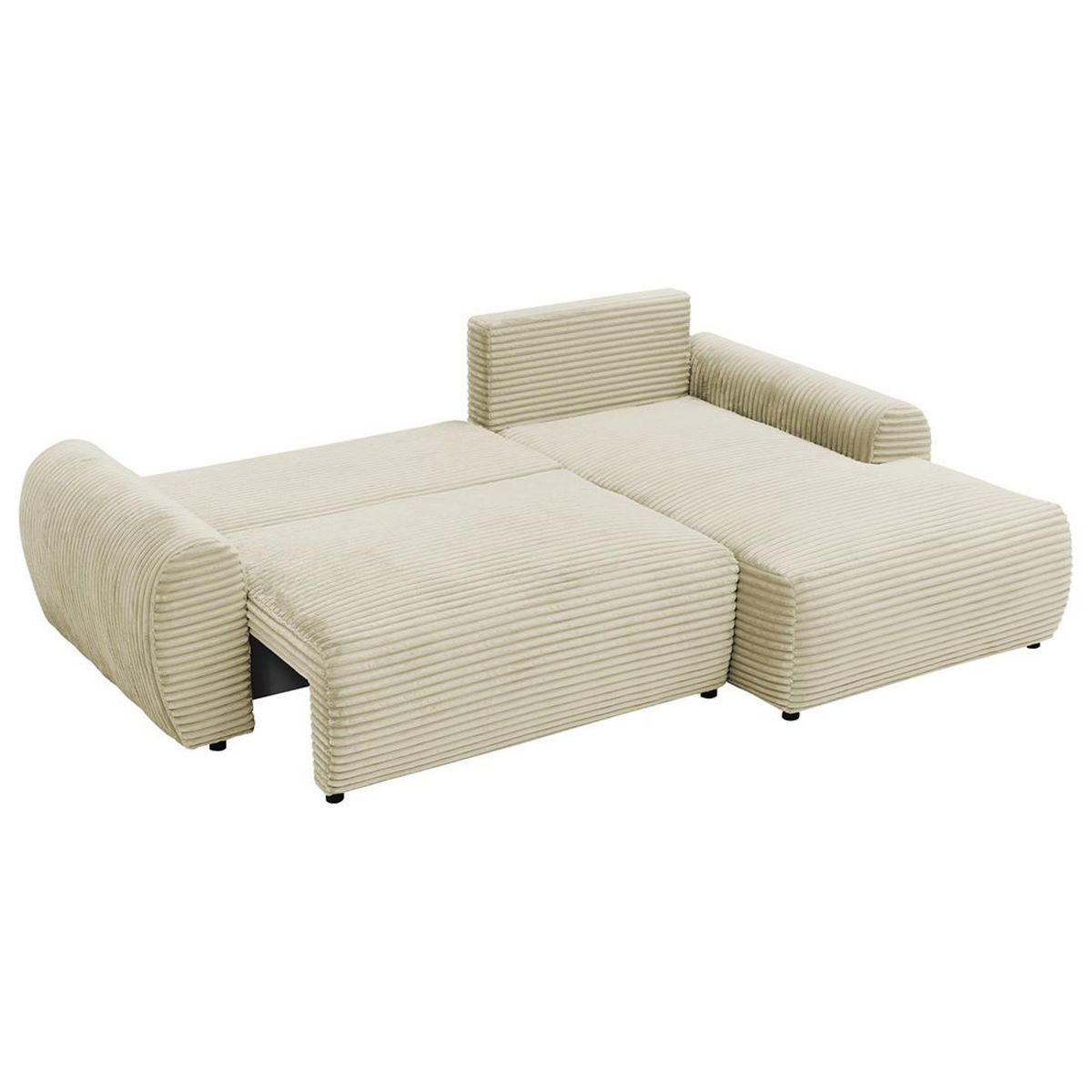 BEST MOBILIER Silvano - canapé d'angle droit 4 places convertible avec coffre en velours côtelé grosses côtes