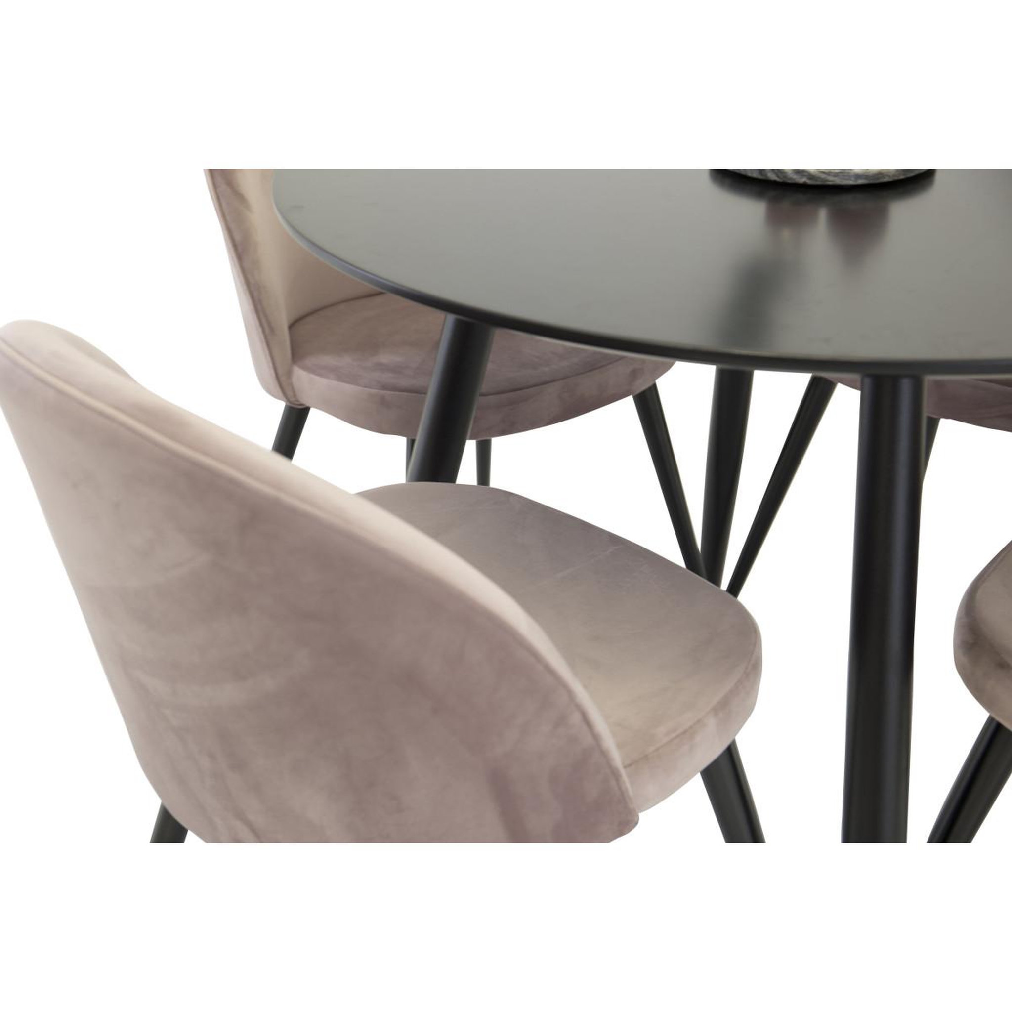 Voir la diapositive 3 : Paris Prix Ensemble table à manger & 4 chaises  plaza i & velvet  100cm noir & rose