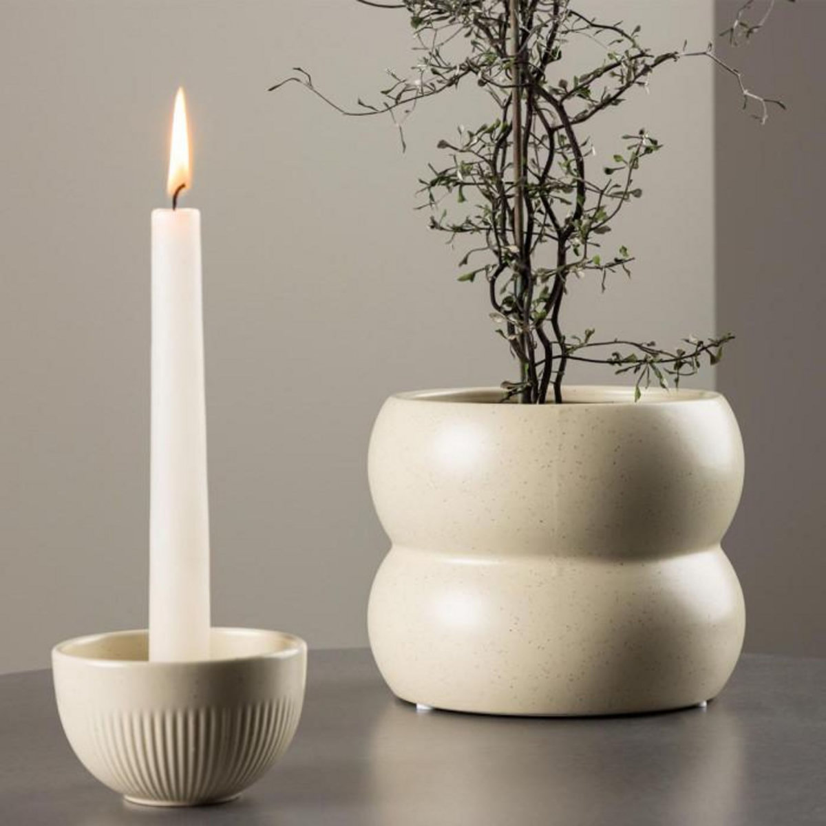 Paris Prix Pot Déco en Céramique  Dapne  16cm Beige & Noir