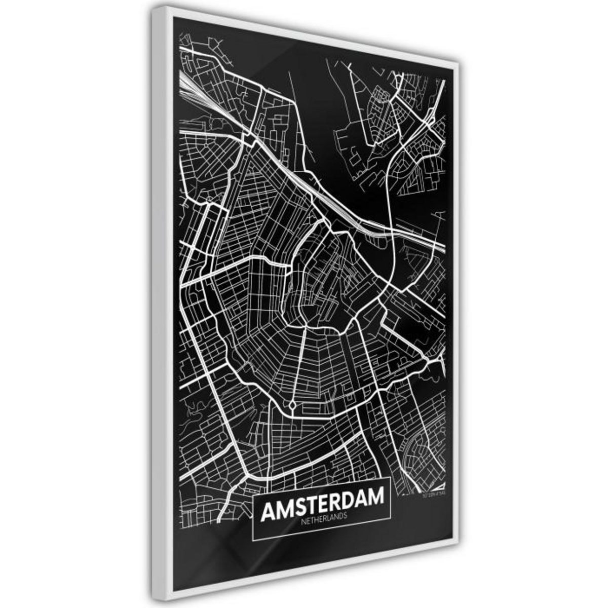 Paris Prix Affiche Murale Encadrée  City Map Amsterdam Dark