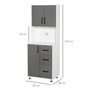 Voir la diapositive 3 : HOMCOM HOMCOM Armoire de cuisine multi-rangements 2 + 1 porte 3 tiroirs + grand plateau dim. 60L x 40l x 150H cm bicolore gris blanc