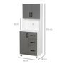 Voir la diapositive 3 : HOMCOM HOMCOM Armoire de cuisine multi-rangements 2 + 1 porte 3 tiroirs + grand plateau dim. 60L x 40l x 150H cm bicolore gris blanc