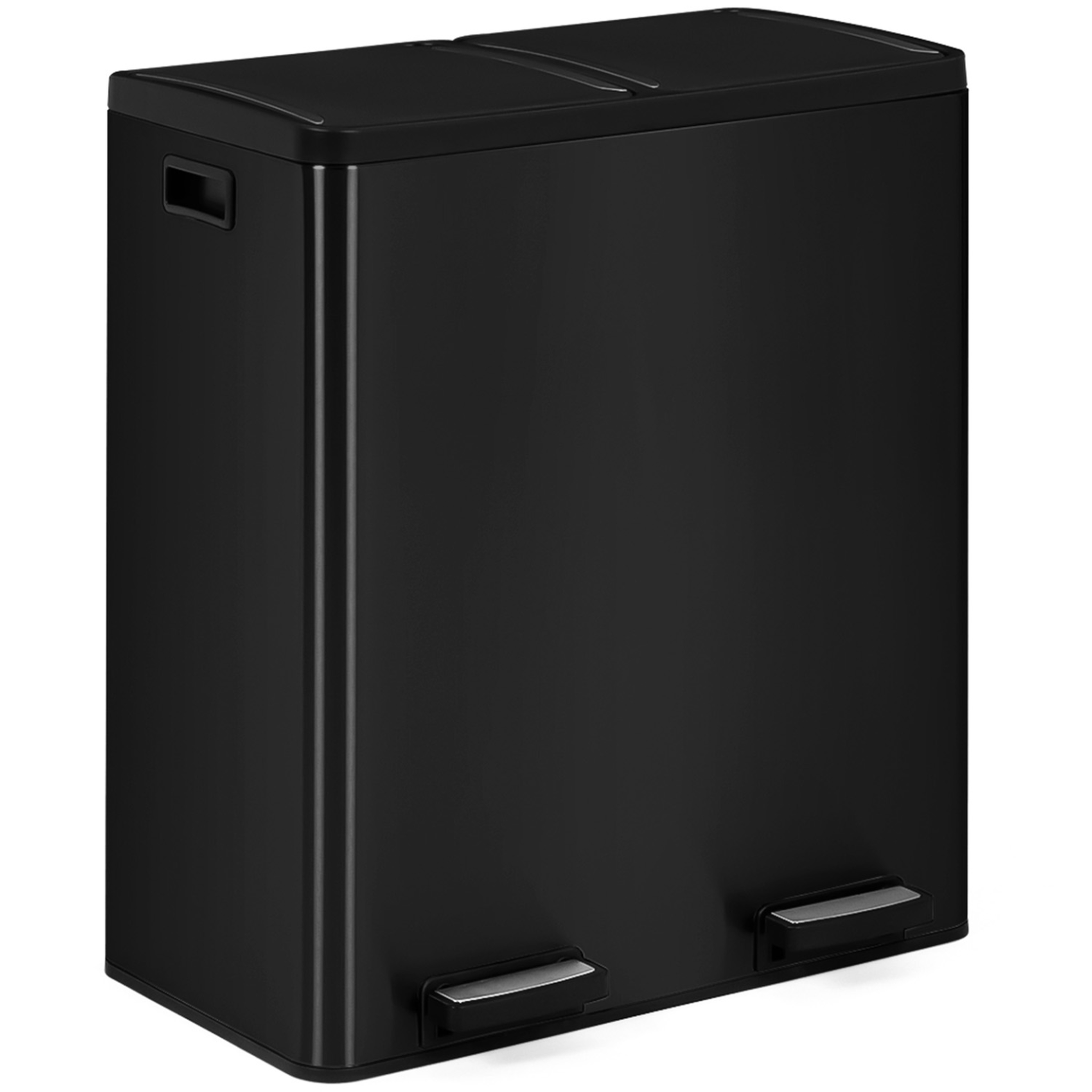 ID MARKET Poubelle de cuisine tri sélectif 2 x 30l noir 2 seaux amovibles et pédales en métal
