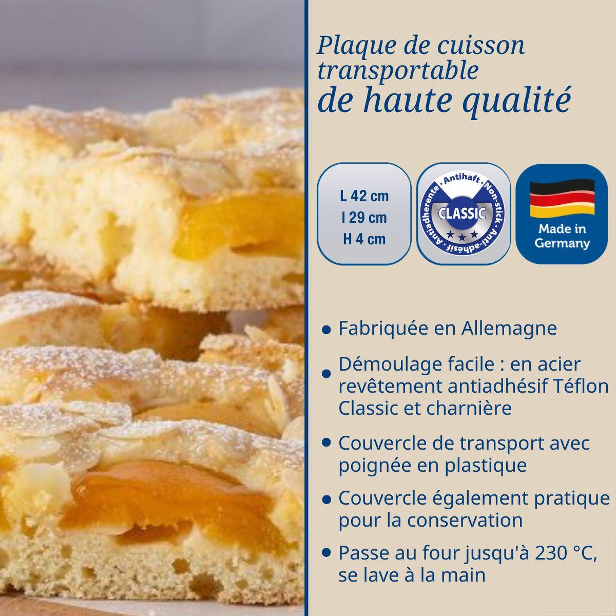 Voir la diapositive 3 : DR.OETKER Plaque de cuisson avec couvercle 42 x 29 cm dr. Oetker bake and go
